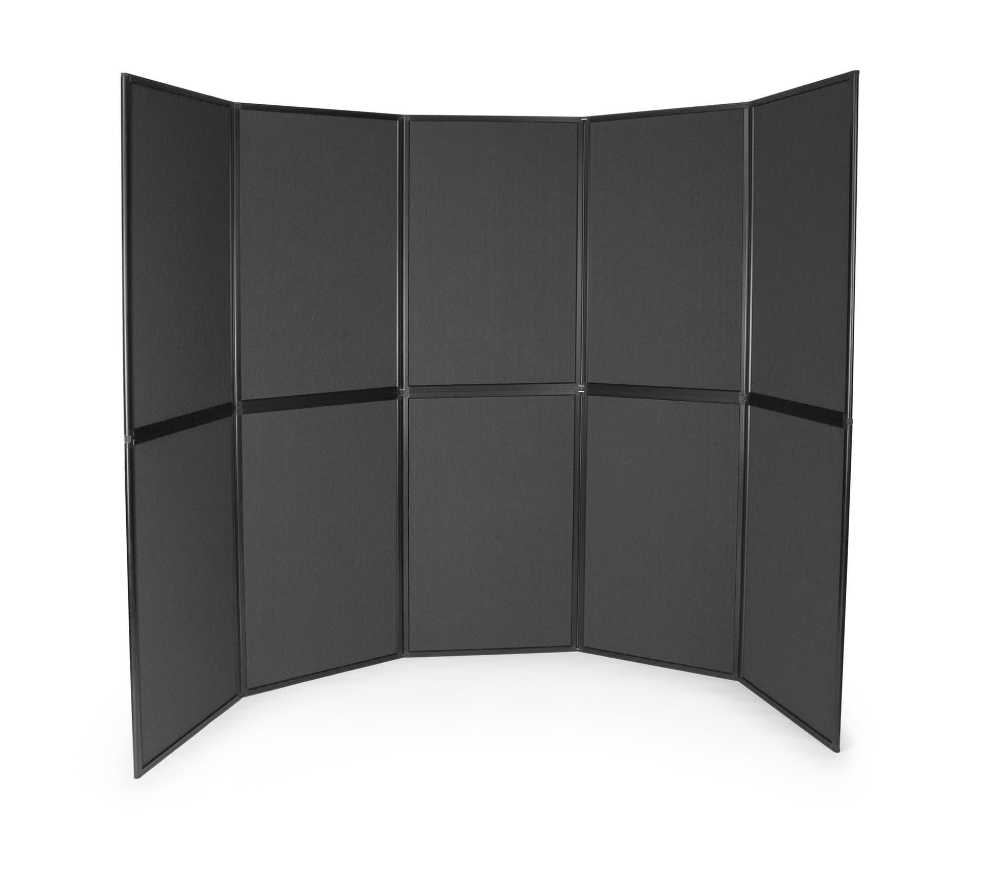 Display panels for exhibitions shown with black fabric on the reverse