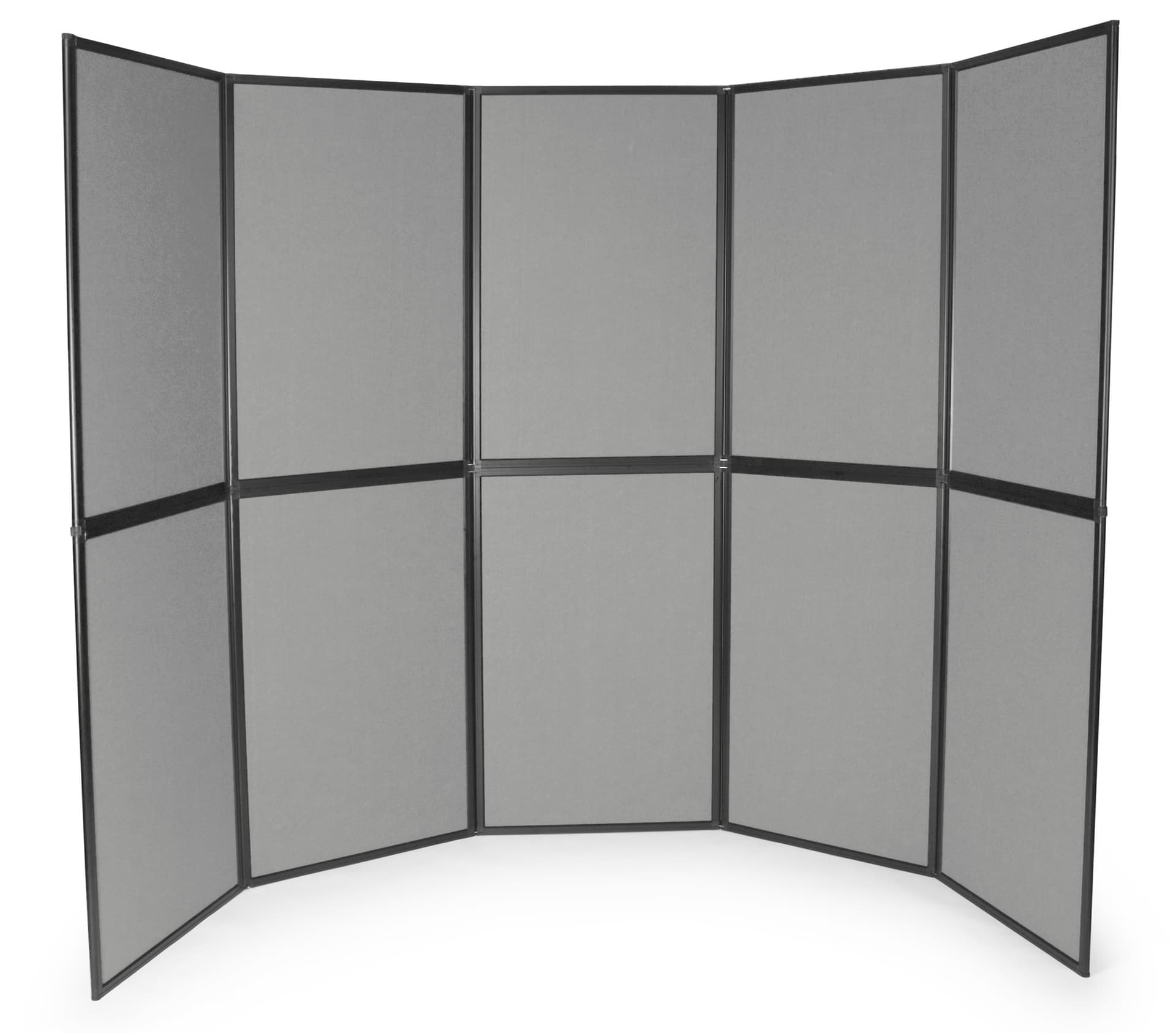 Gray display panels for exhibitions come in 10 sections 