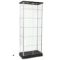 29" Glass Display Case w/ 5 Shelves, Top Lights, Wheels, Hinged Door - Black