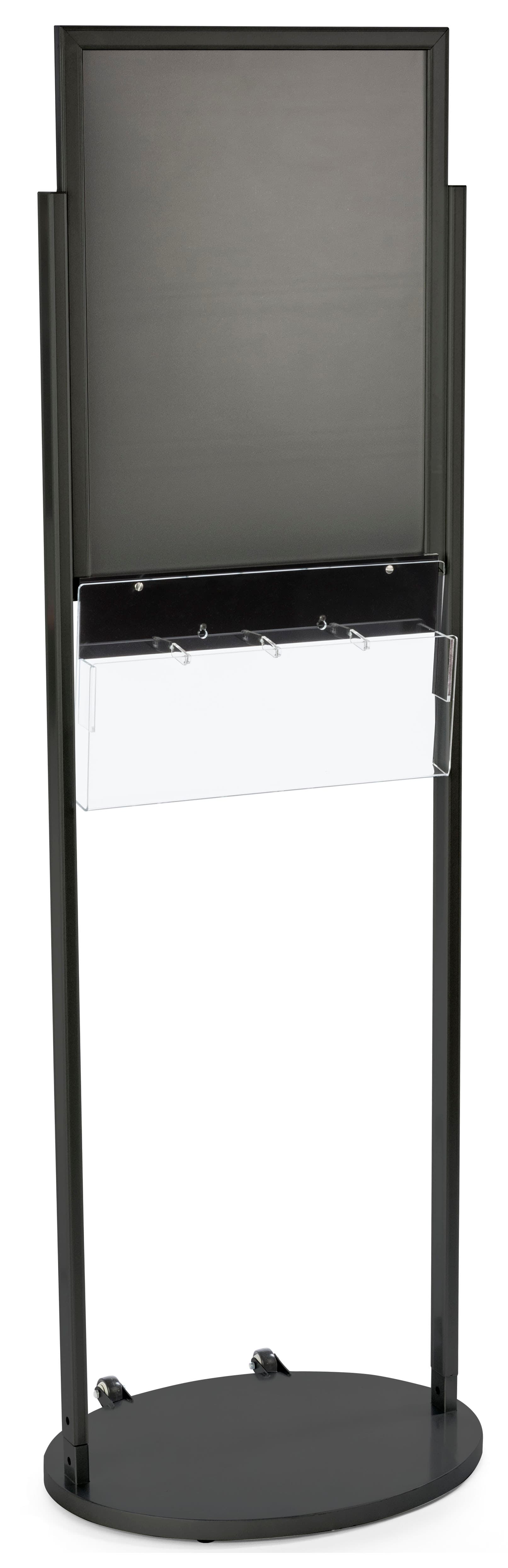 Black 18 x 24 Mobile Poster Stand with 4 Brochure Pockets, Powder Coated 