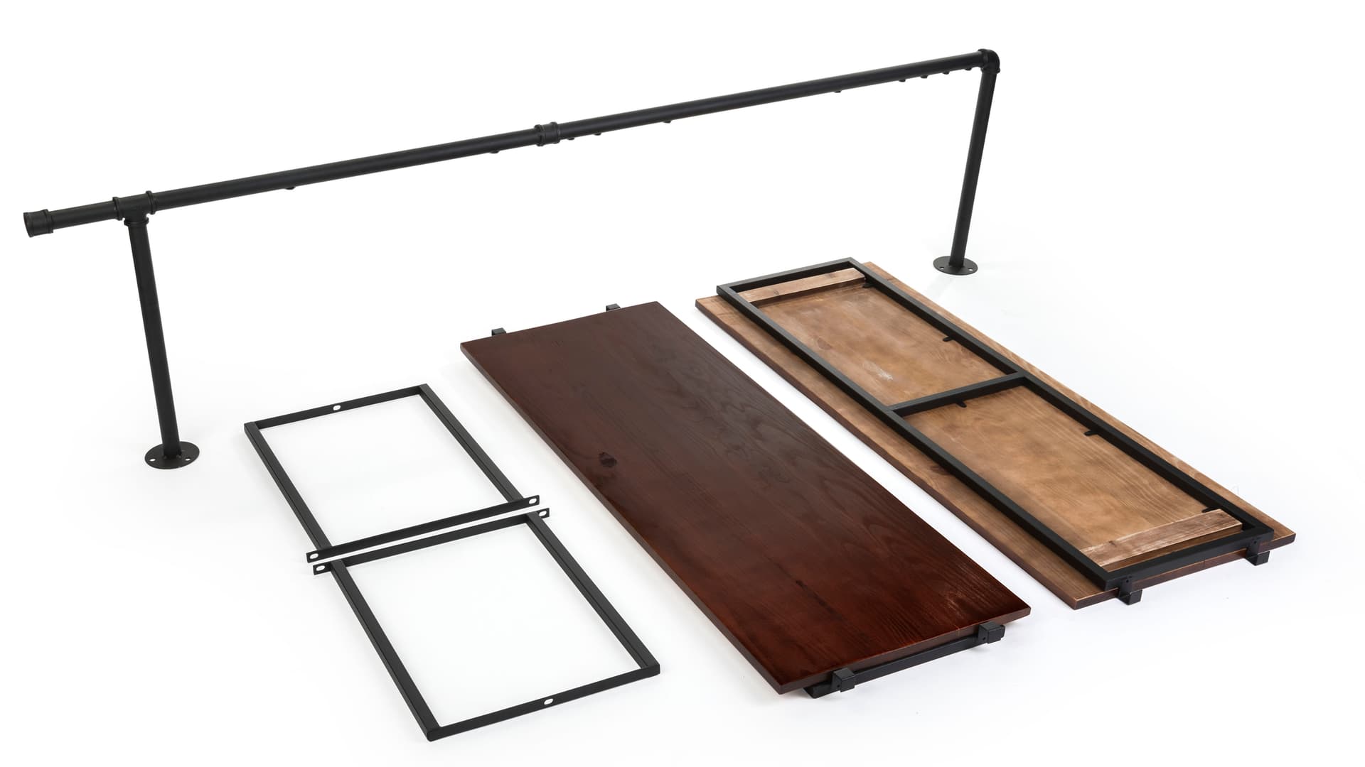 Outrigger Add-On Unit with Dark Wood Shelves for Creating Larger Retail Units