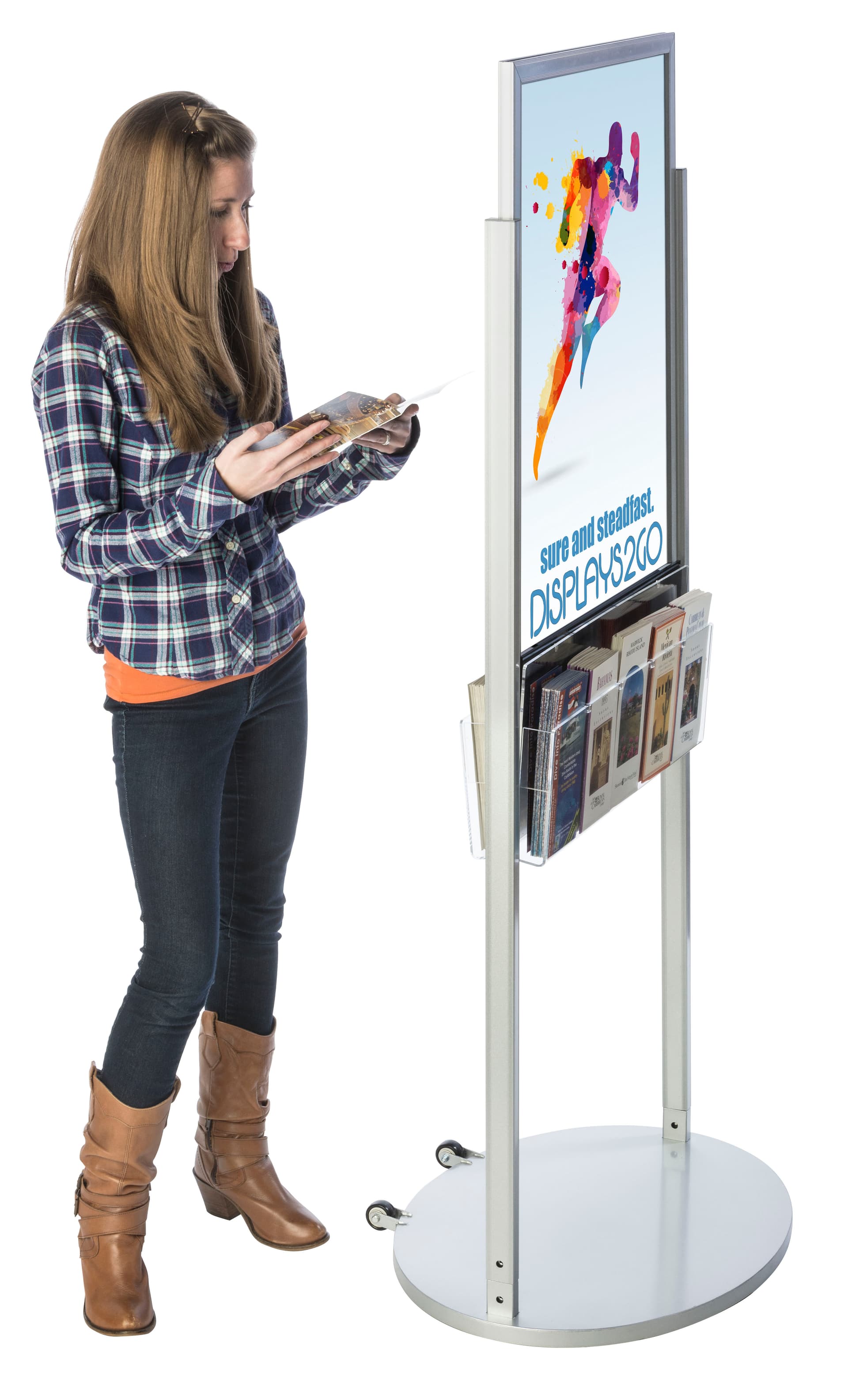 Silver 22 x 28 Mobile Poster Display with 10 Information Pockets for Visuals