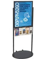 Black 22 x 28 Movable Poster Stand with 5 Literature Slots, Rolling Signage
