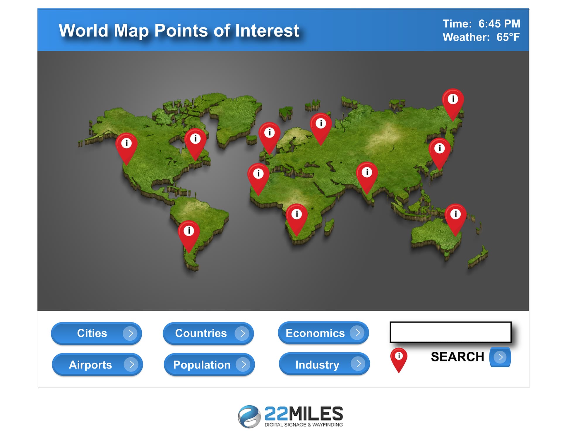 Digital directory software for touch screen displays