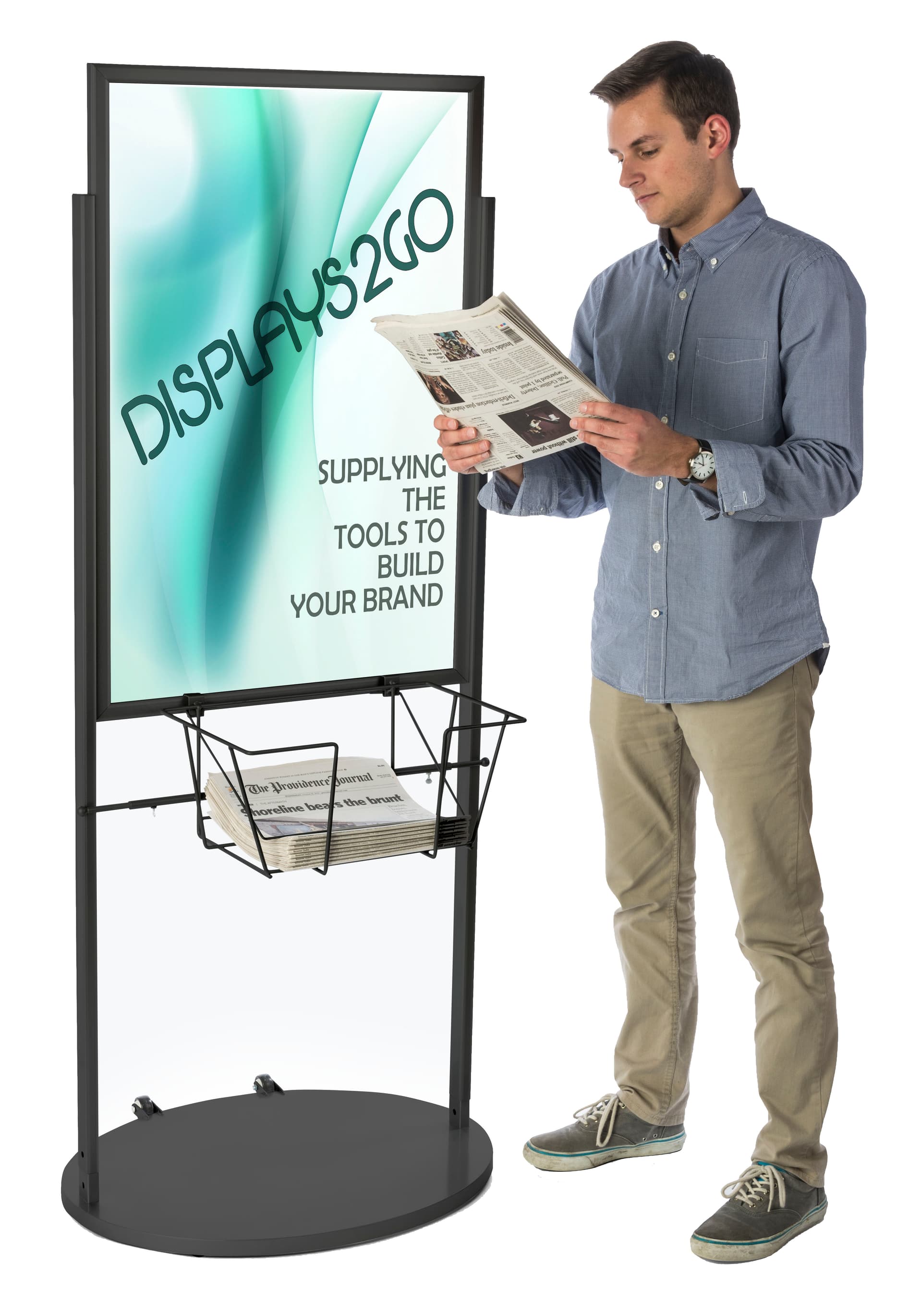 Black 24 x 36 Poster and Literature Stand with Wheels for Graphics
