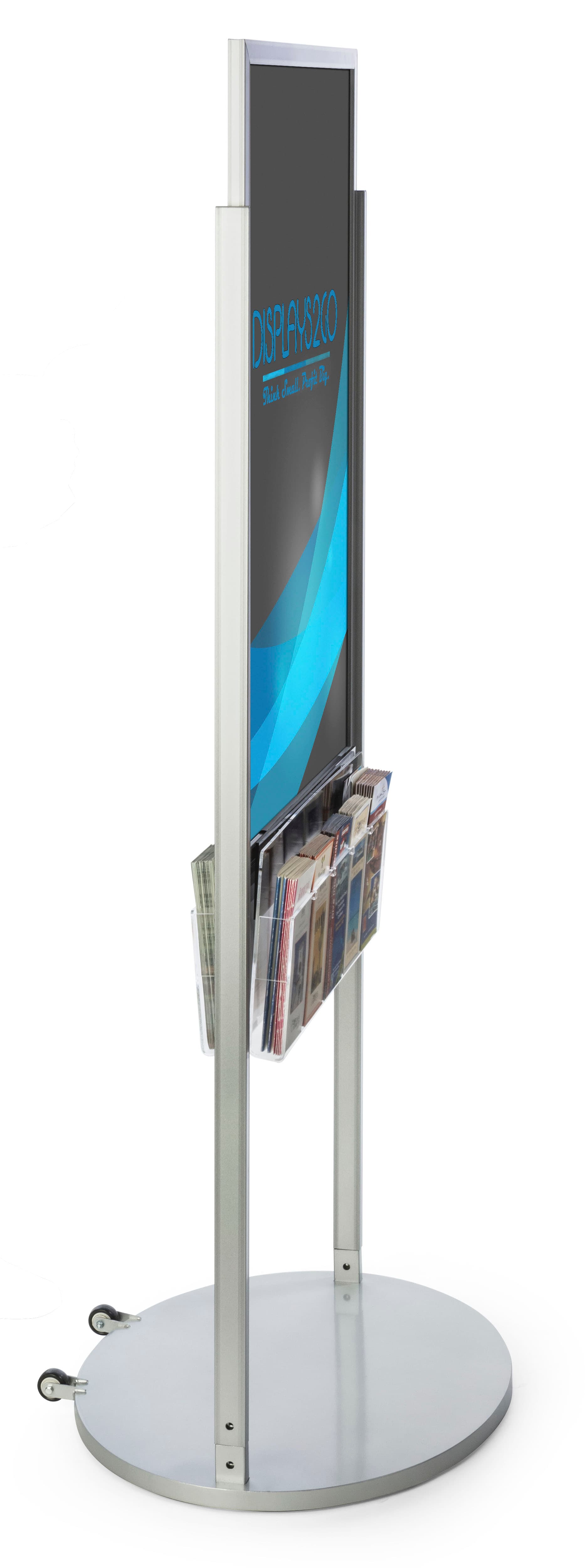 Mobile Silver 24 X 36 Poster Display with 10 Compartments for Brochures
