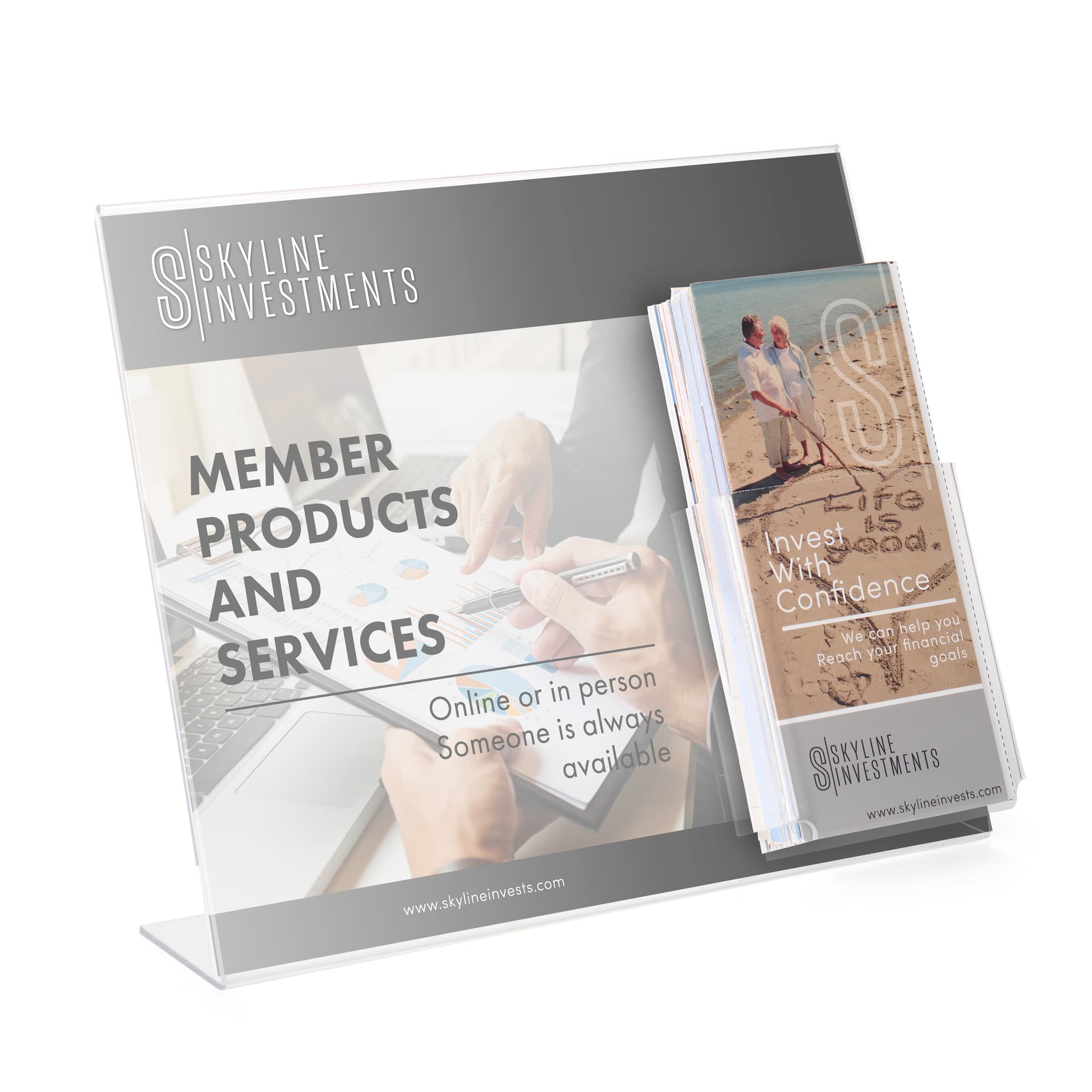 Acrylic 13" x 11" Sign Frame with Brochure Holder