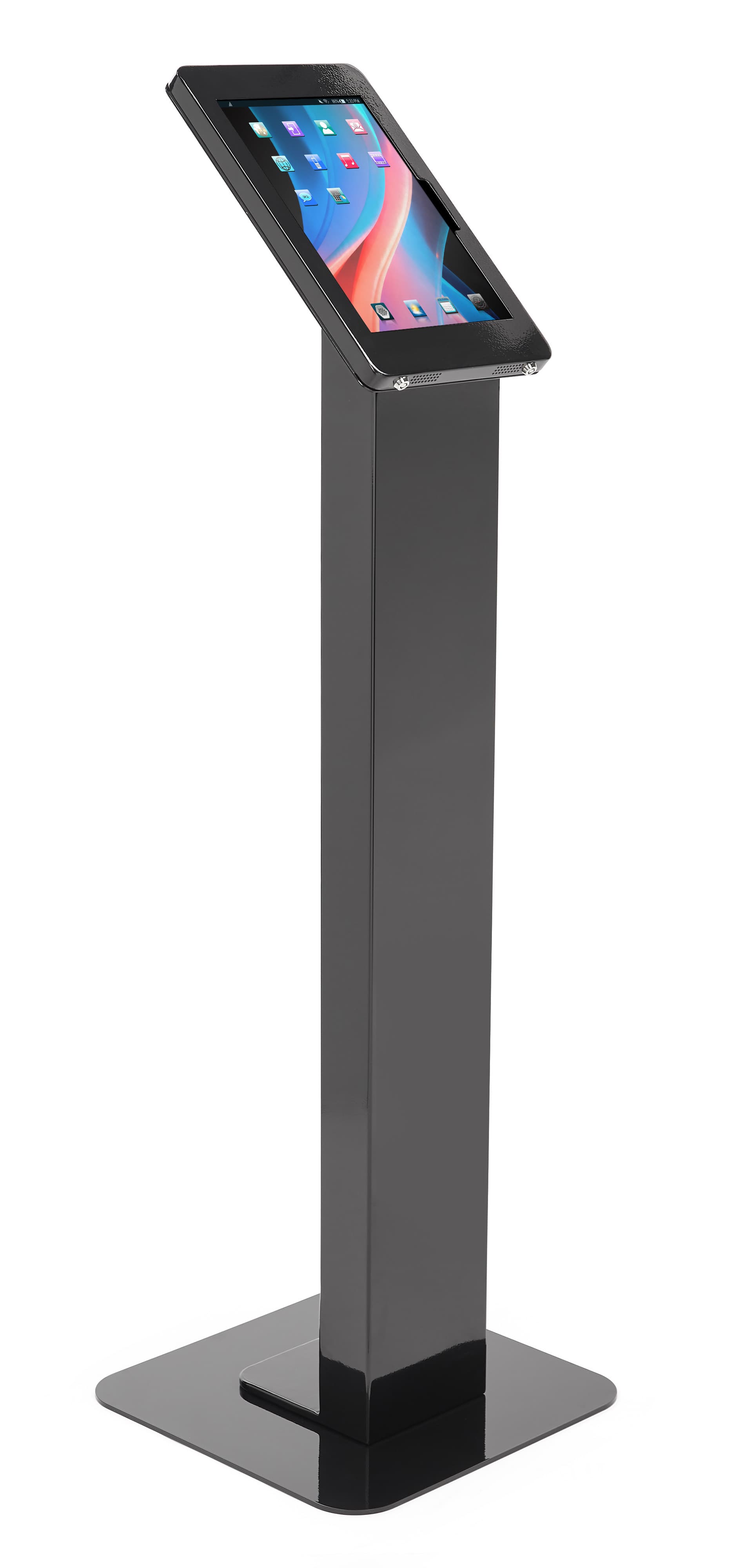 This tablet kiosk enclosure has an overall height of 53.74 inches