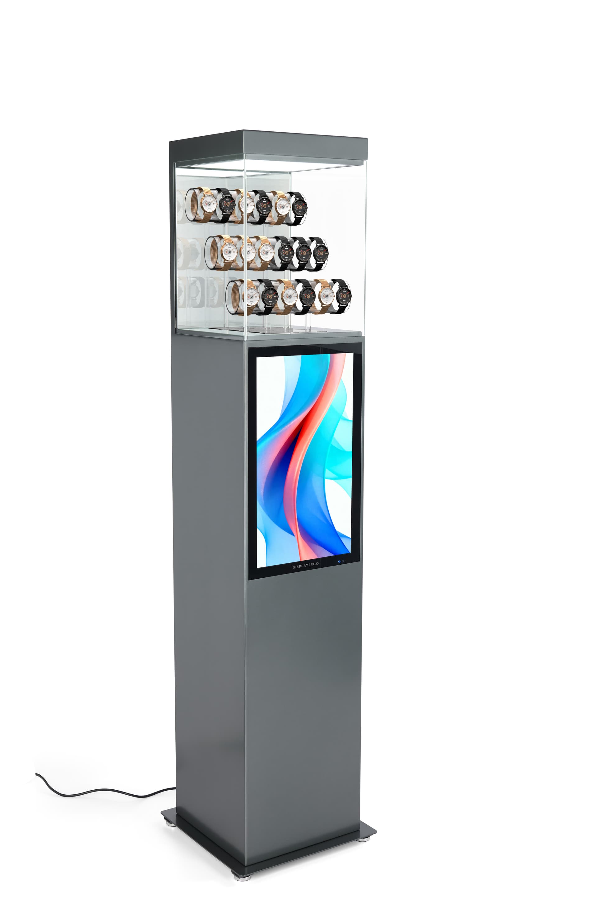 Exhibit pedestal case with video screen and DiviEX software pre-installed 