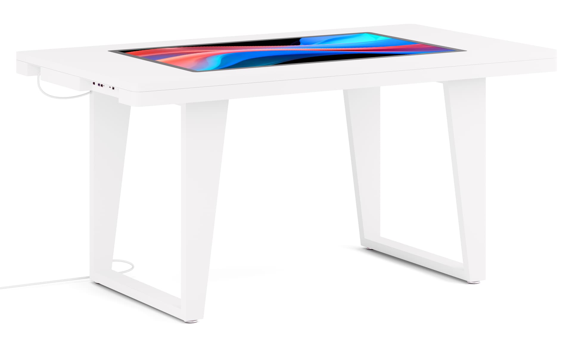 Interactive touch screen table is designed with collaboration in mind due to its 360 degree access to the screen