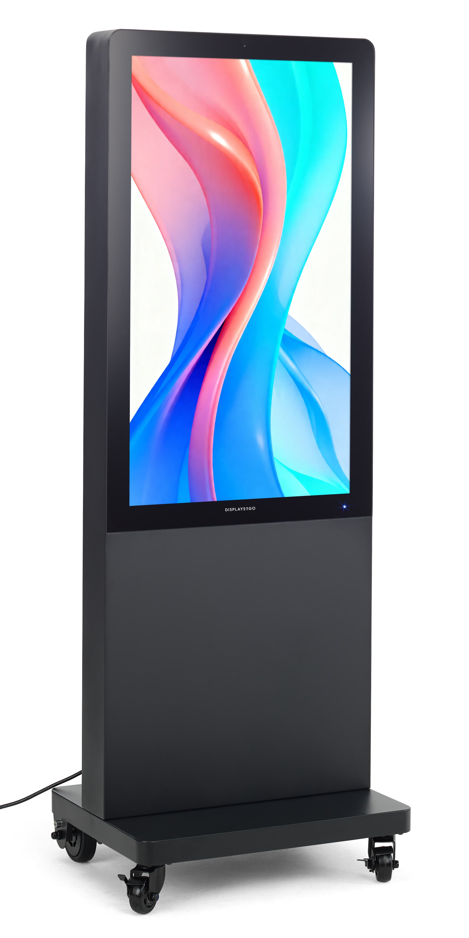 Outdoor digital sign with overall dimensions of 25.5 inches in width and a height of 70.7 inches