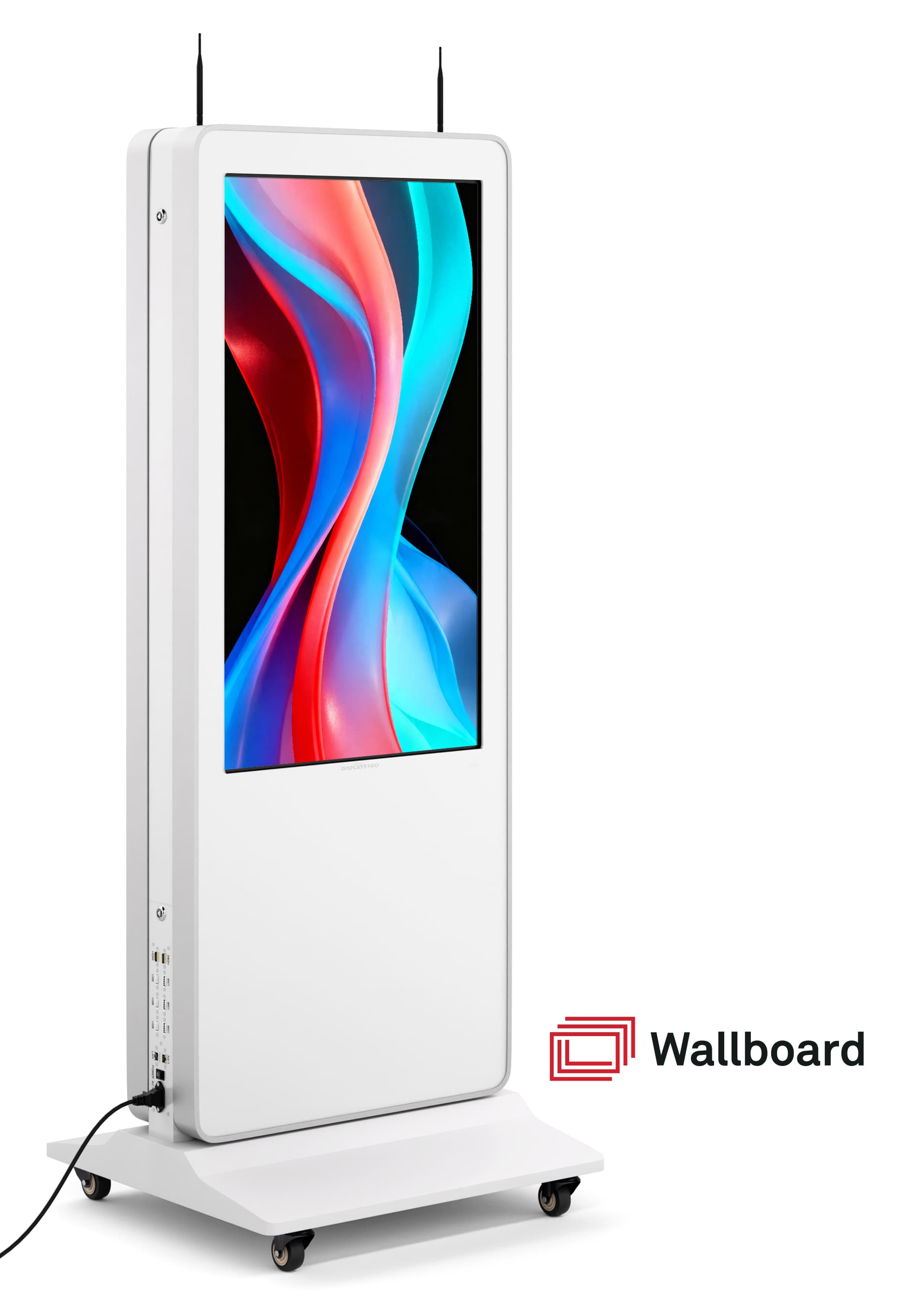 Double-sided digital vertical touchscreen kiosk with two screens