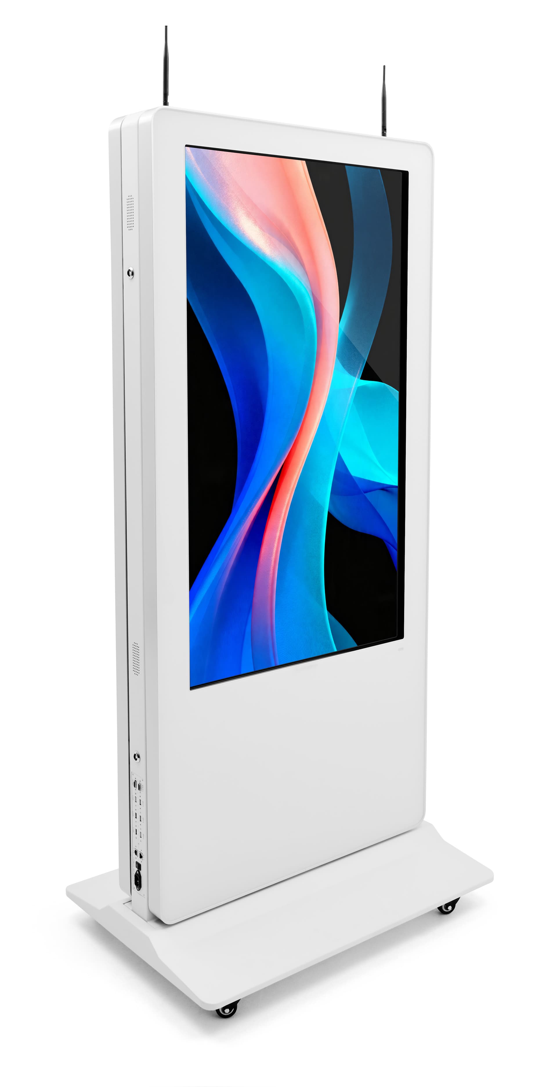 Double-sided digital vertical touchscreen Kiosk with external antennas