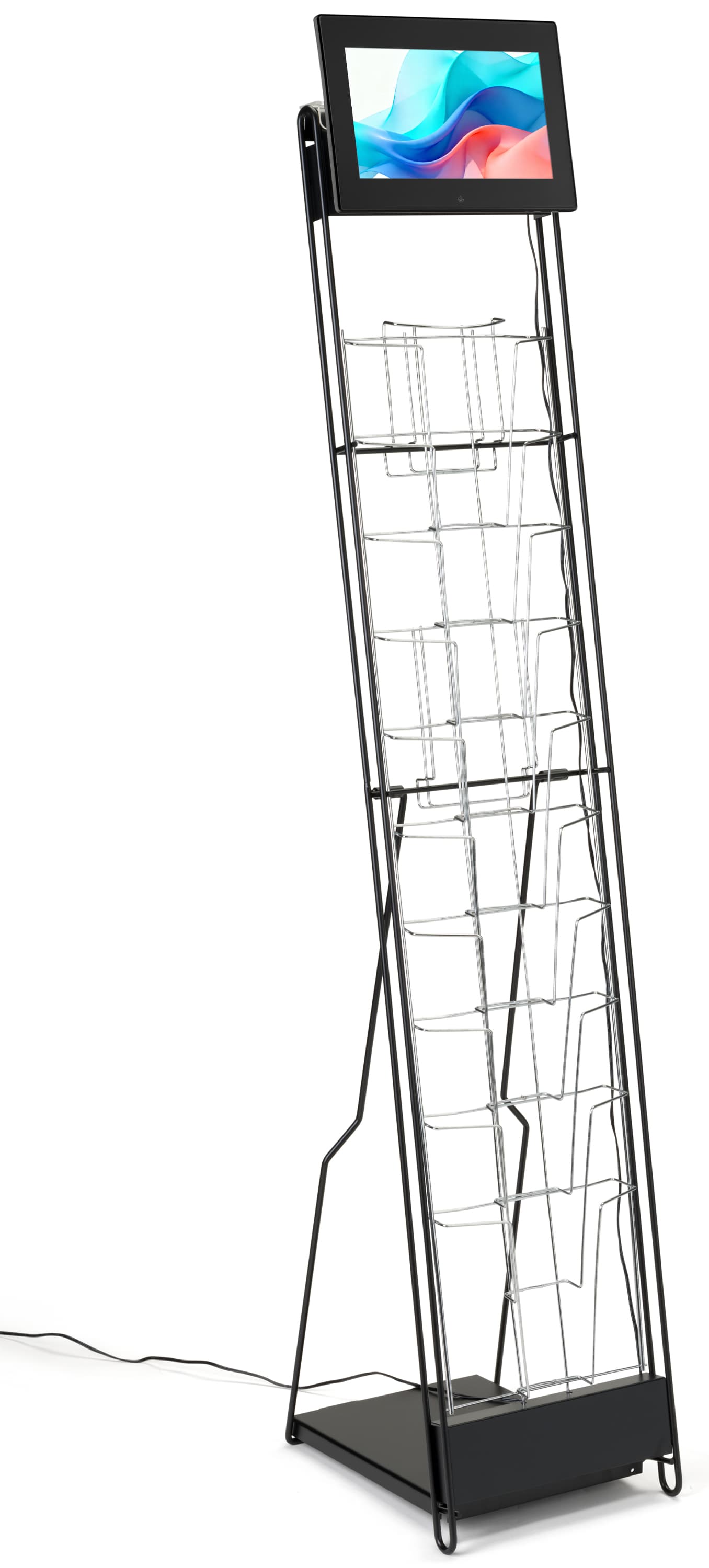 Step and repeat promo booth kit with 10 pocket literature rack