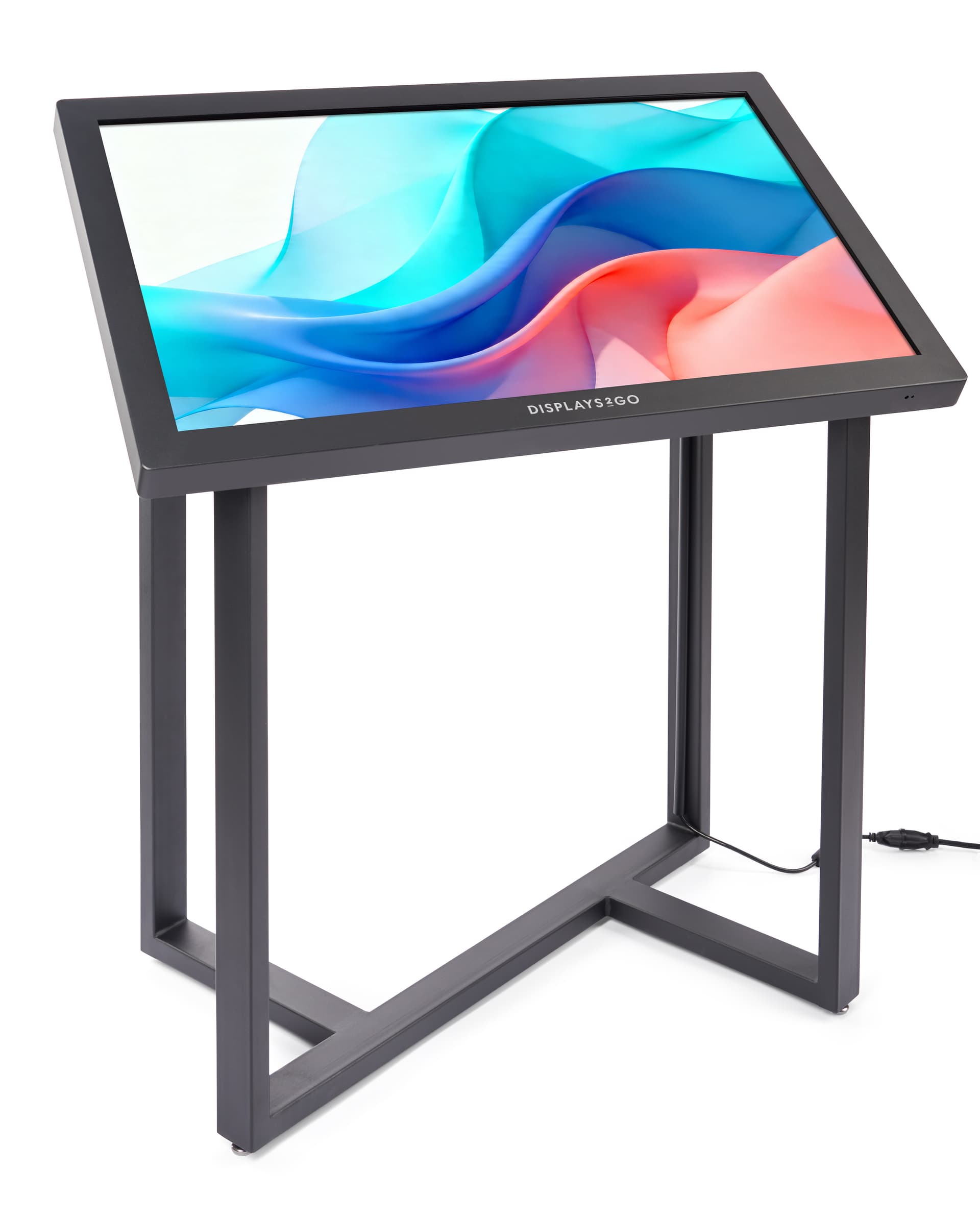 Interactive touch screen kiosk with floor standing placement 
