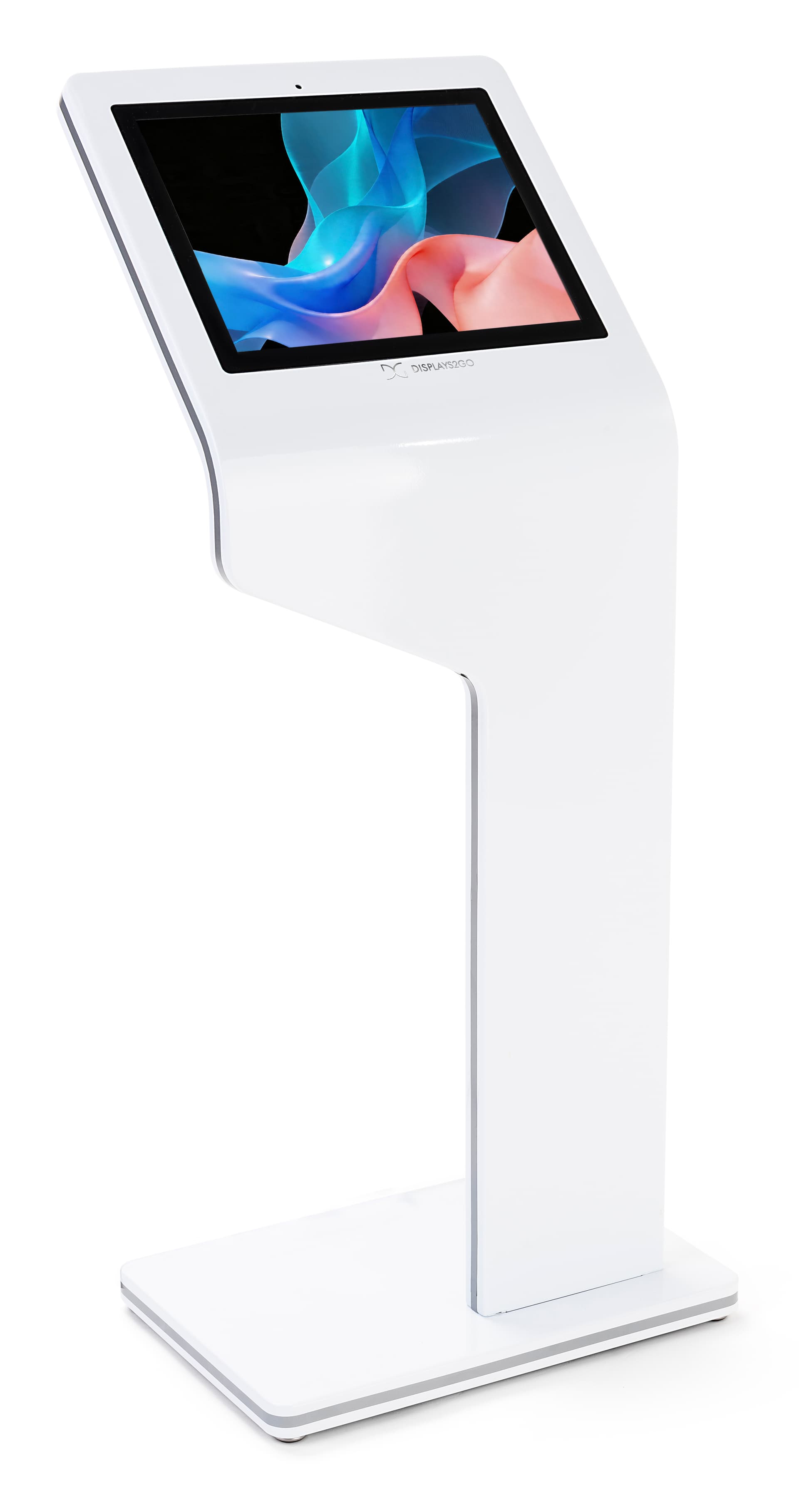White touch screen interactive kiosk with camera and android 7.1 operating system 