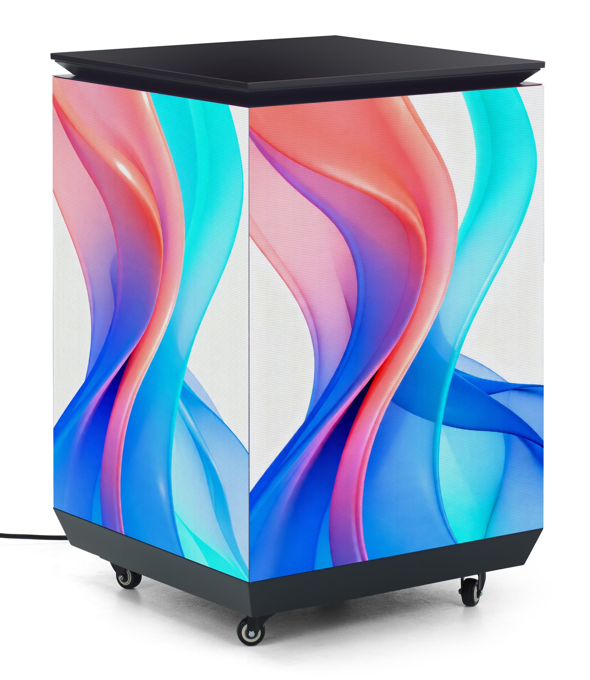 Three-sided digital signage totem with 2.5 millimeter pixel pitch