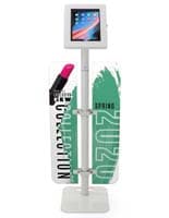 iPad display stand with foam board graphics has a steel lockable enclosure
