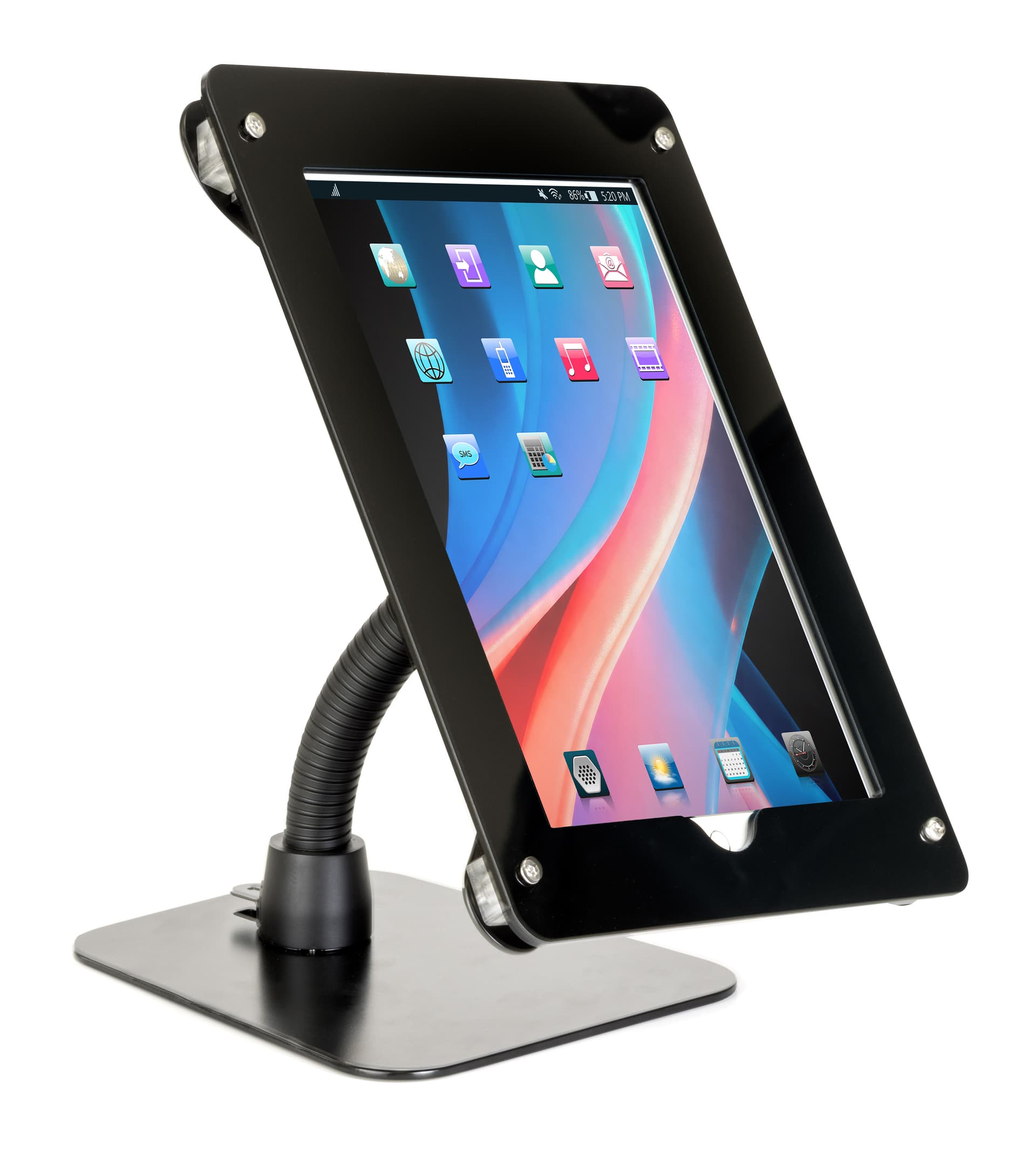 Flexible gooseneck tablet mount holder for iPad