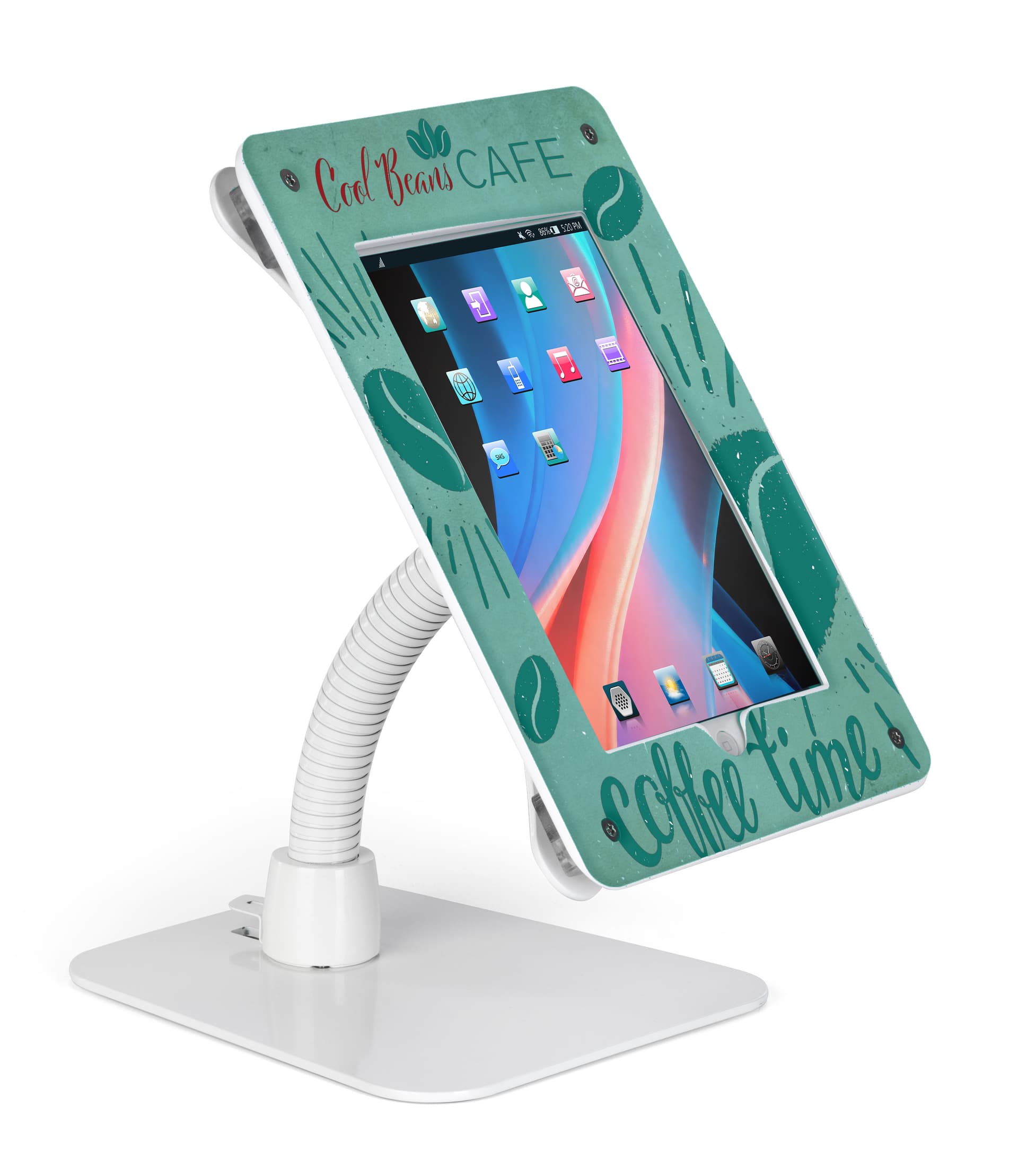 Custom secure flexible iPad stand with UV printed graphics