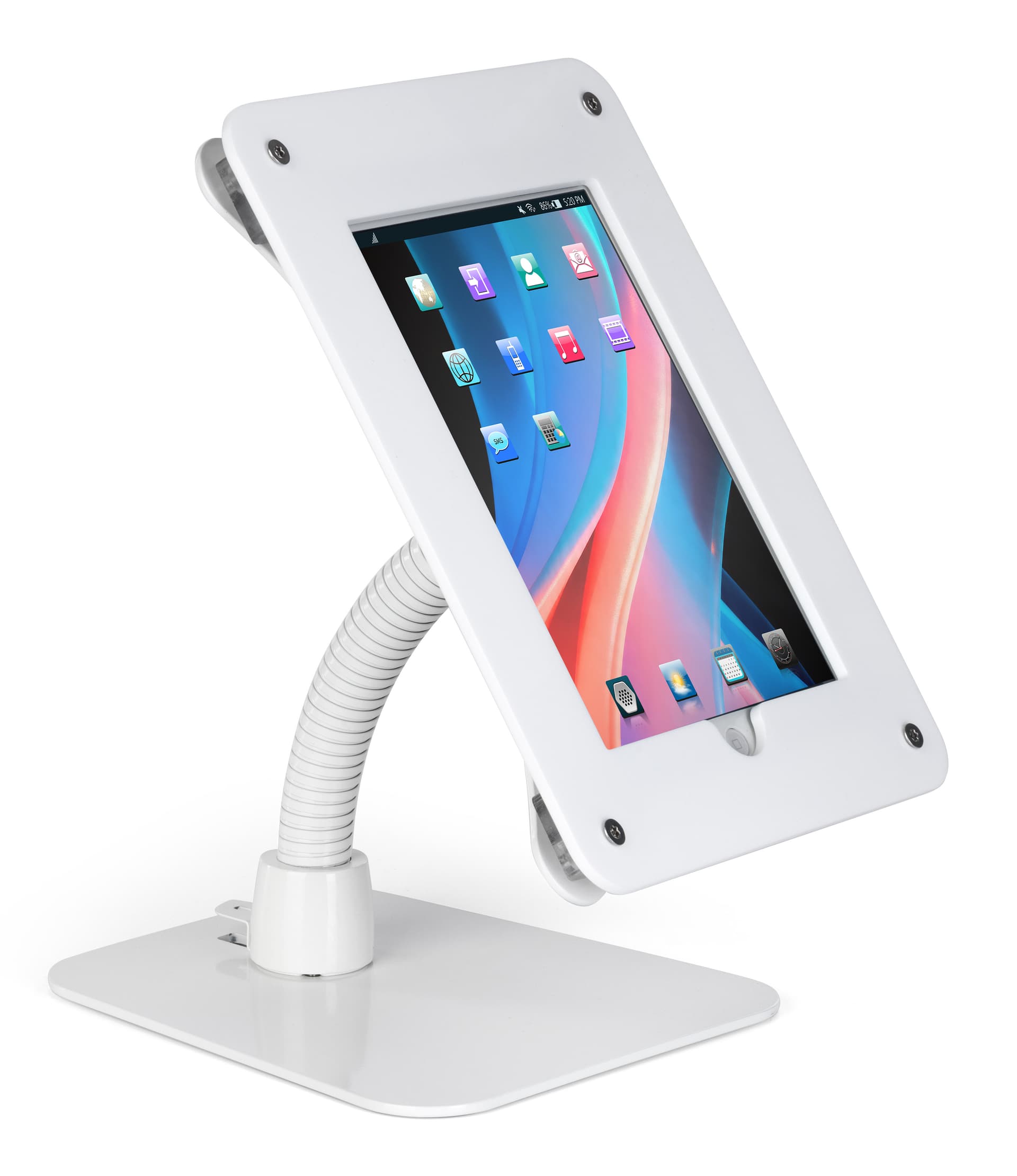 Wall/counter mount iPad frame with gooseneck arm
