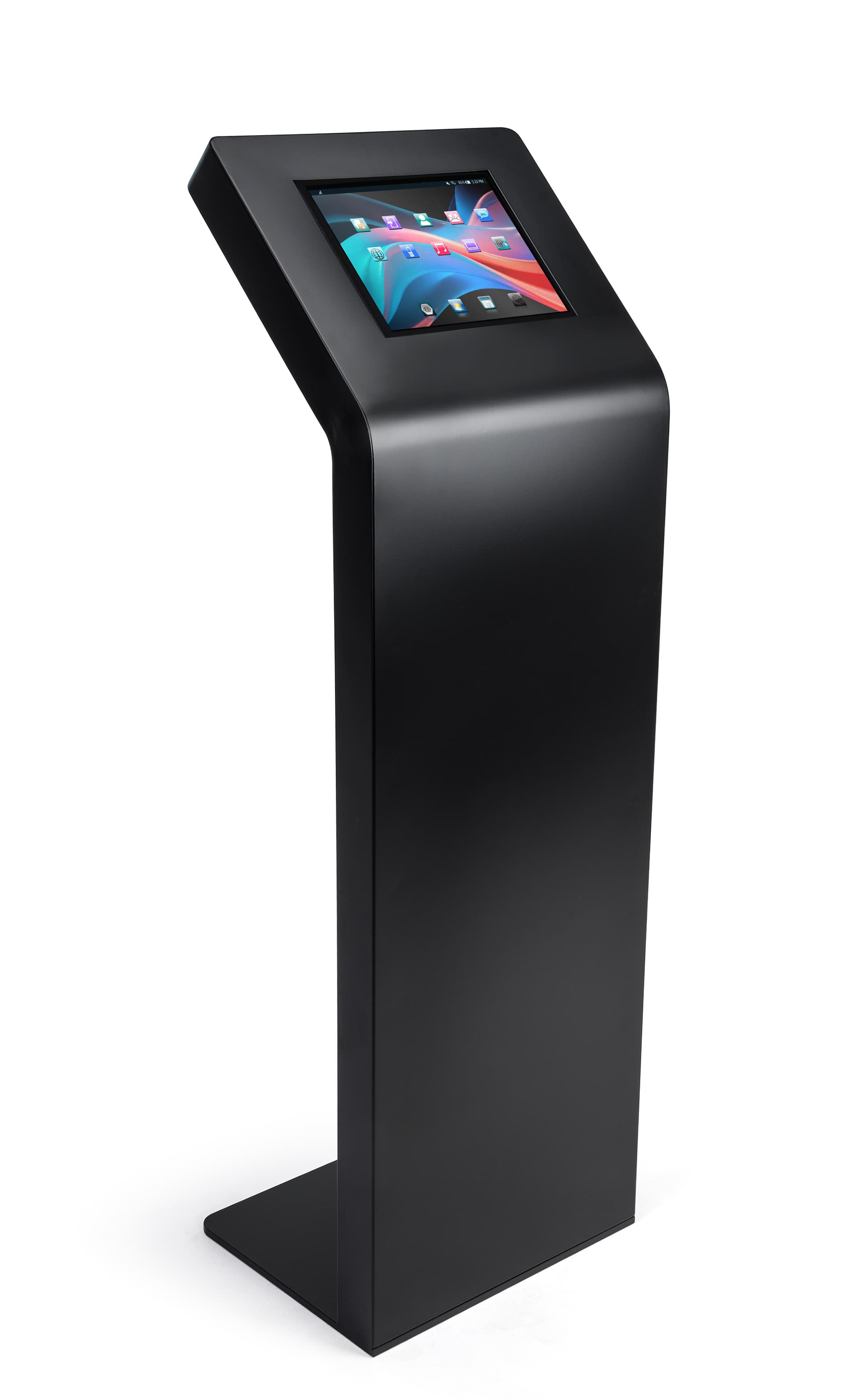 50.5" High tablet kiosk stand with modern curved design