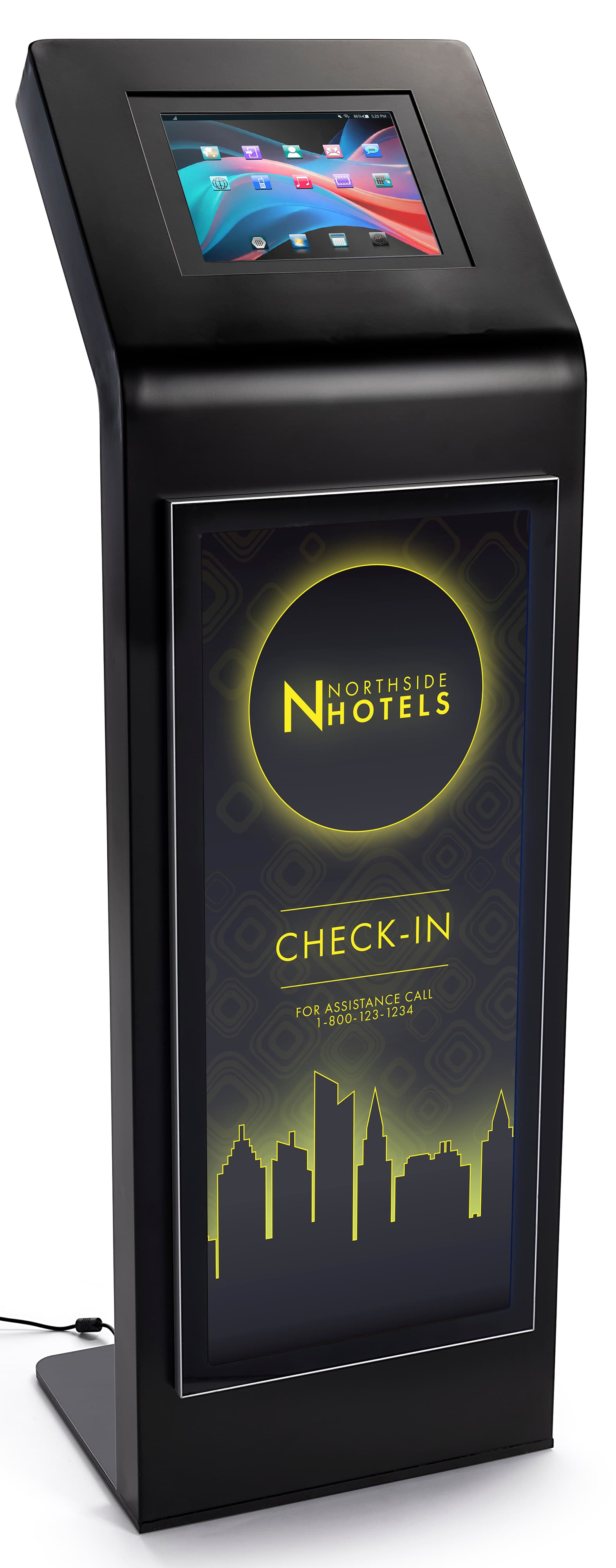 Custom LED backlit replacement graphic for IPGRDLB series tablet holders with illuminated colorful display