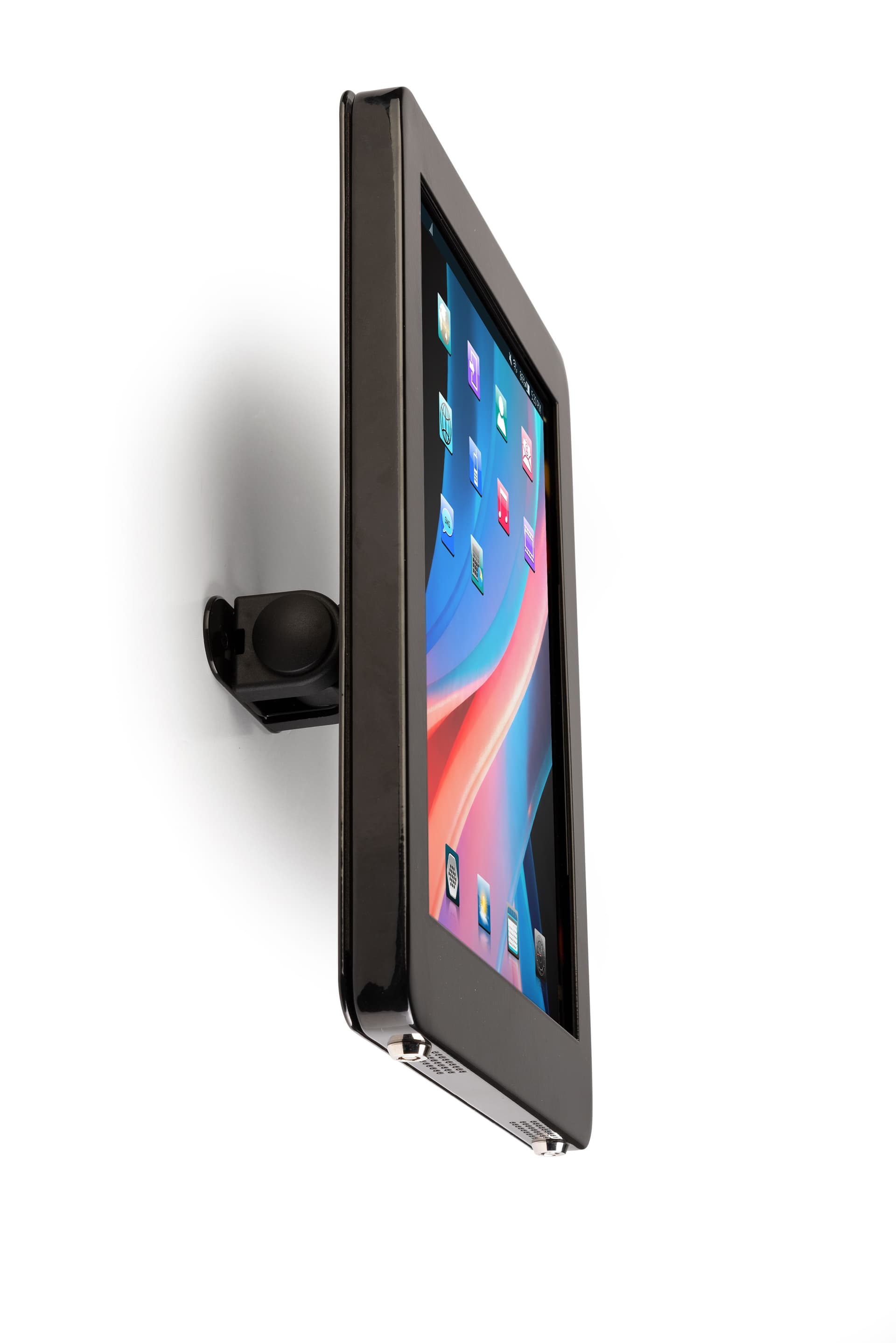Black iPad POS kiosk with twisting enclosure
