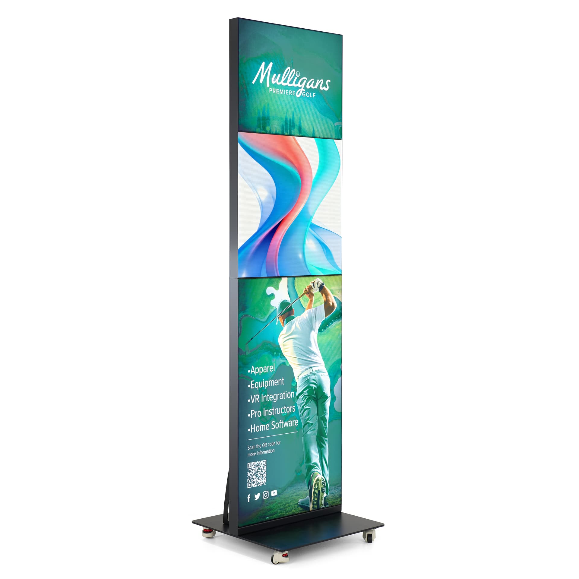 Digital advertising display with full color custom printed graphics
