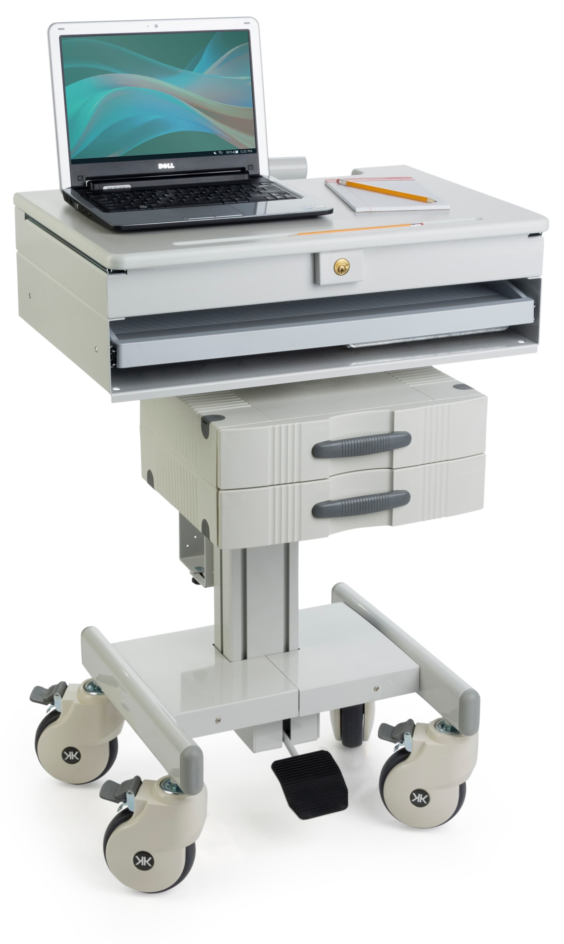 Height Adjustable Medical Cart w/ CPU Holder