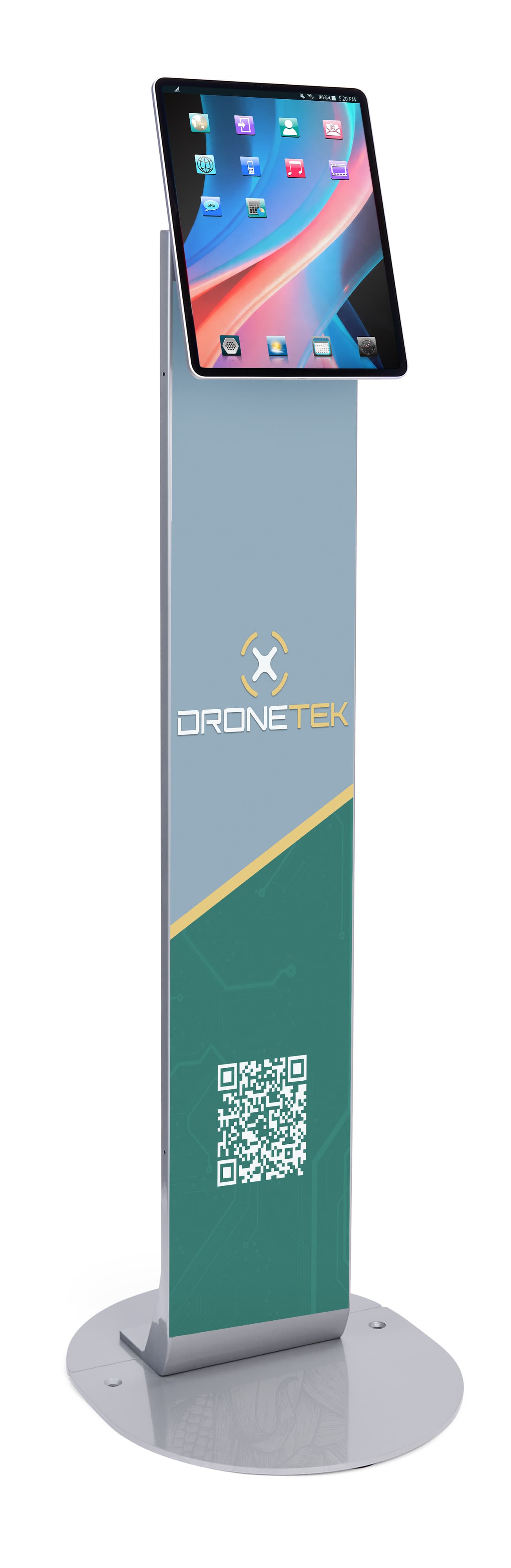 Magnetic tablet kiosk stand with floor anchors 