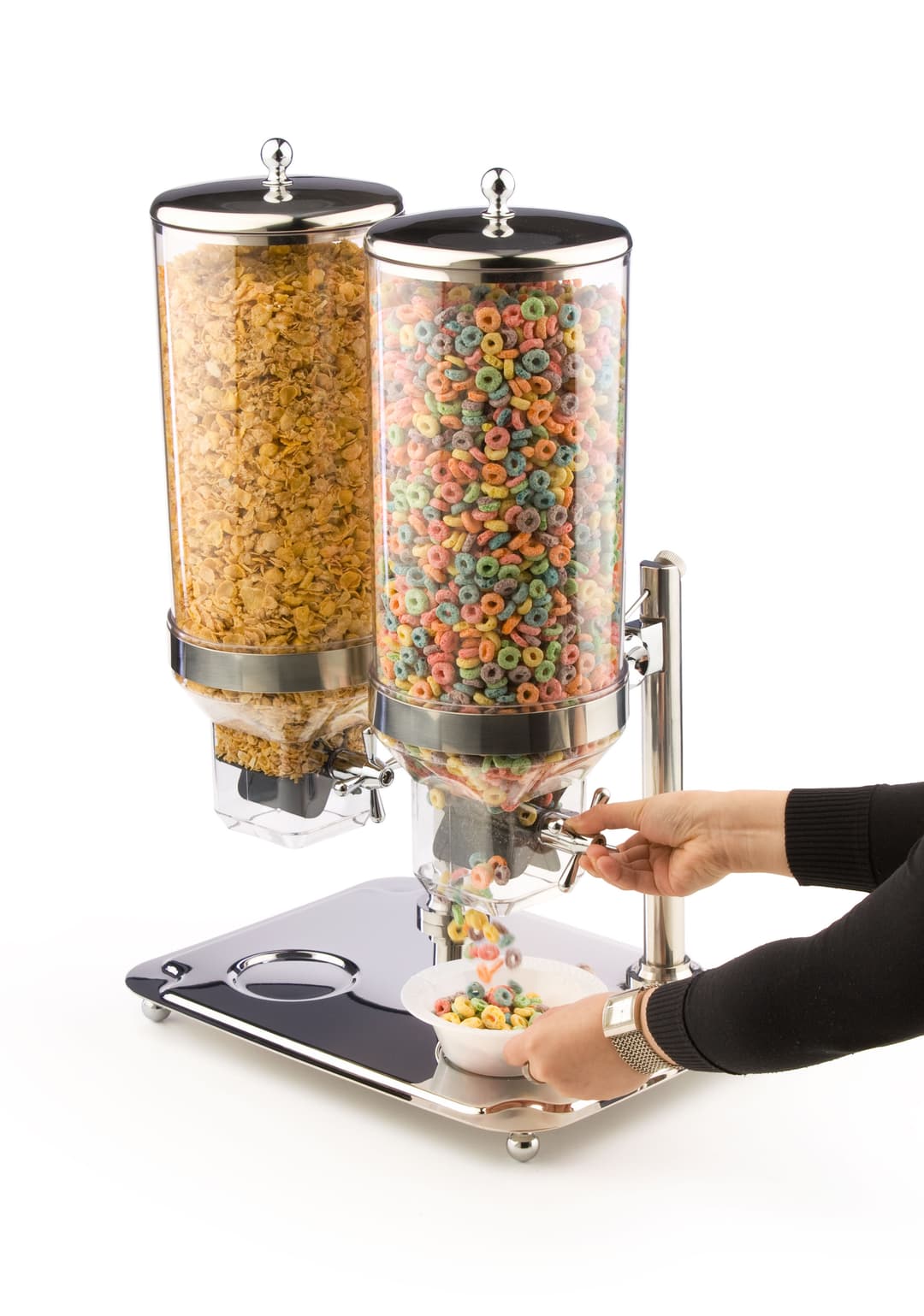 2 Cylinder Cereal Dispenser - (2) 2.7 Gallon Compartments | Displays2Go