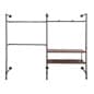 Wall Mounted Pipeline Display, 2 Shelves, 1 Dual Spoke Bar, 2 Hang Racks – Dark Brown