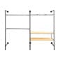 Wall Mounted Pipeline Display, 2 Shelves, 1 Dual Spoke Bar, 2 Hanger Racks – Natural