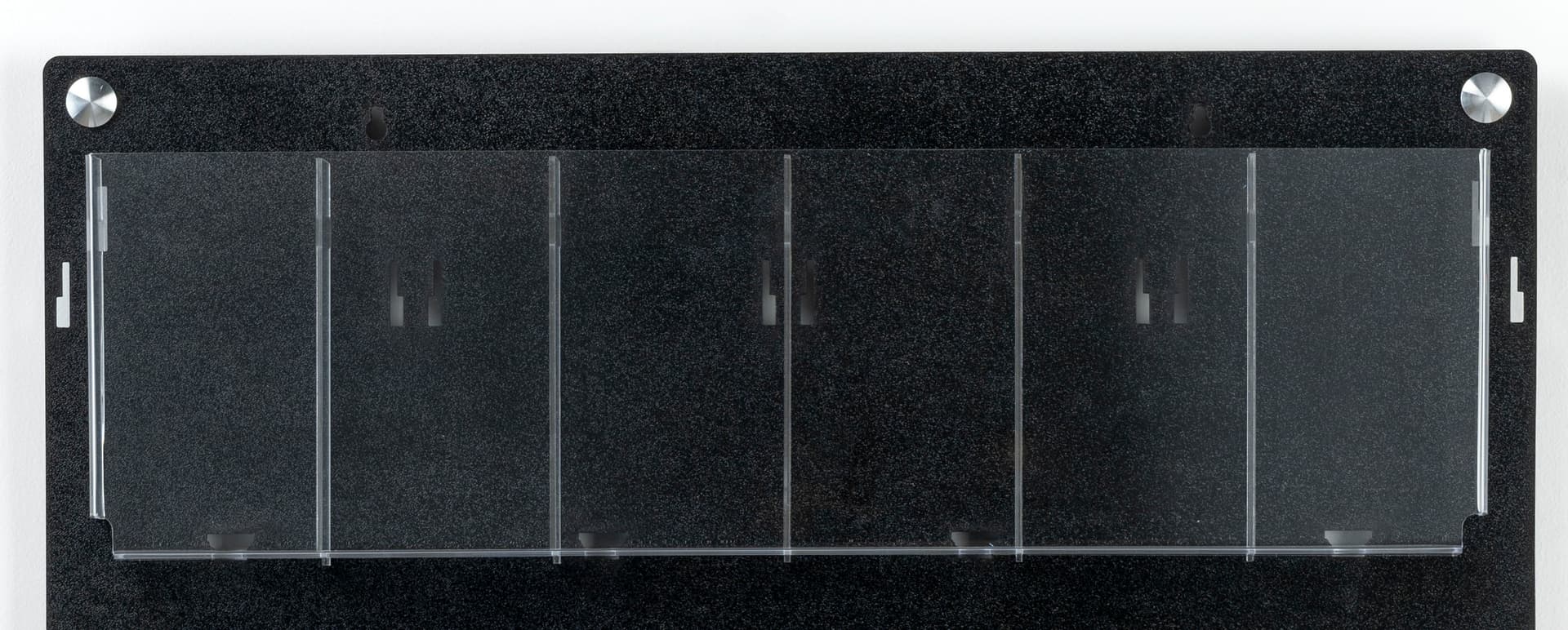 4-Tiered literature display stand with adjustable pocket dividers that hold brochures and pamphlets 