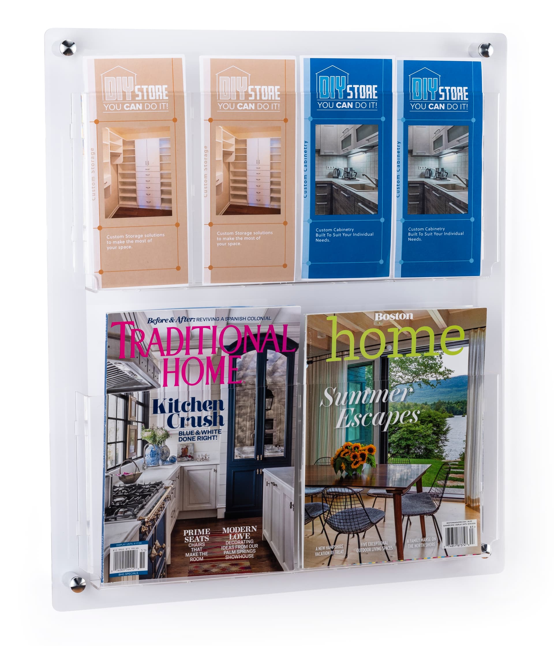 Clear wall mounted literature holder