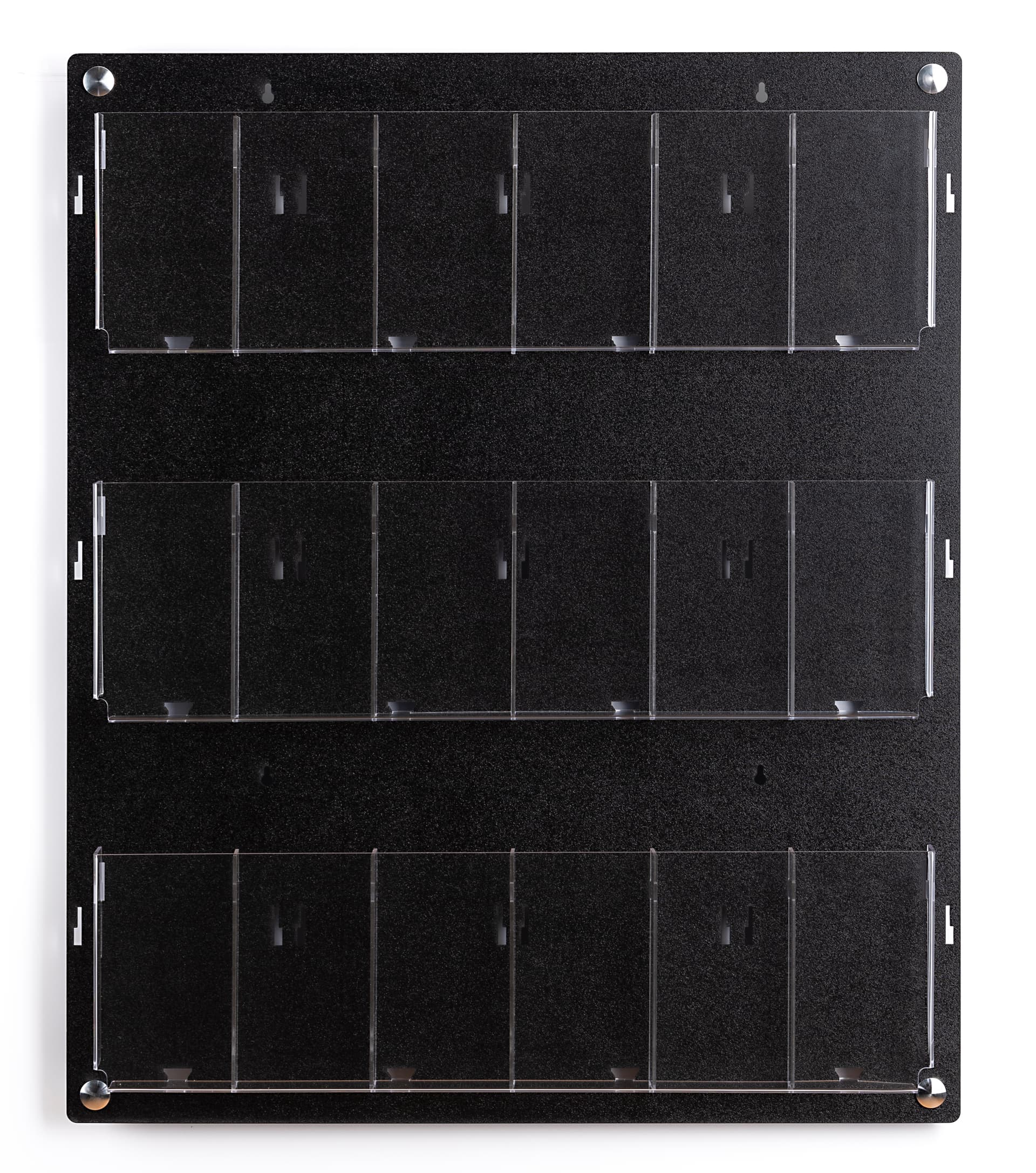 29.0 inch x 35.0 inch adjustable wall mounted literature holder with a plastic backboard 