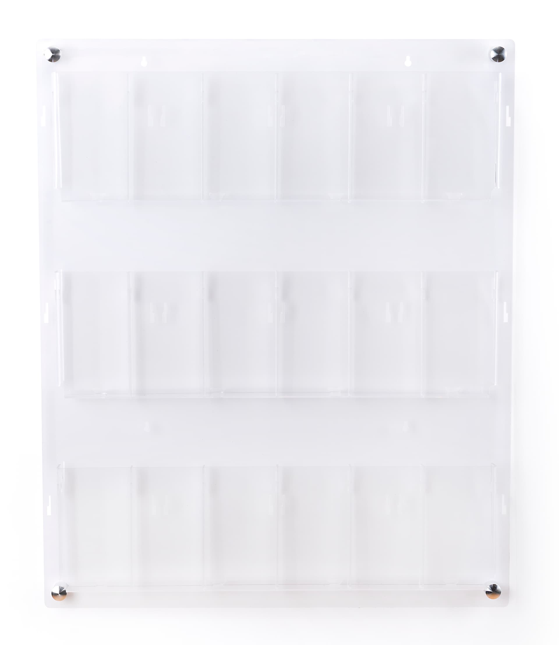 29.0 inch x 35.0 inch 3-tiered acrylic literature wall rack is made in the USA 