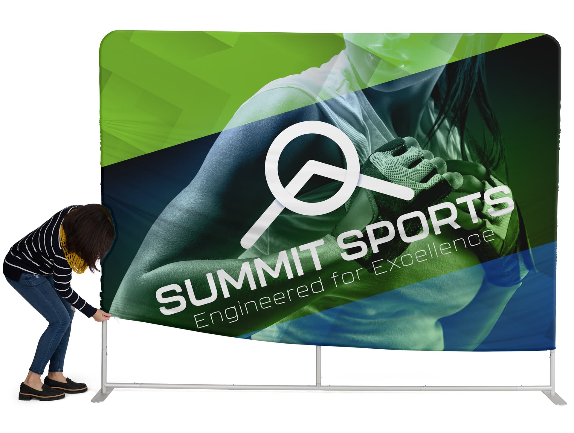Tension fabric trade show displays with machine washable graphic