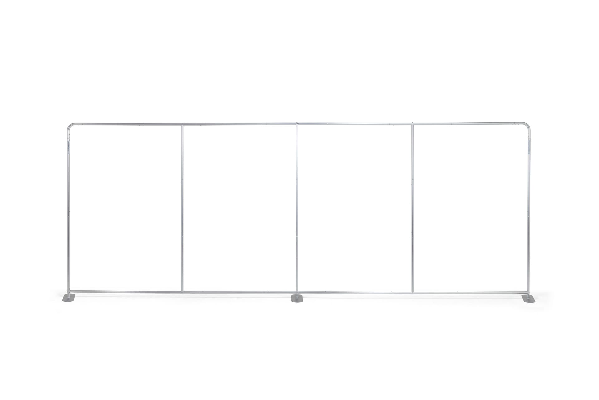 Stretch fabric tube display wall with snap button frame
