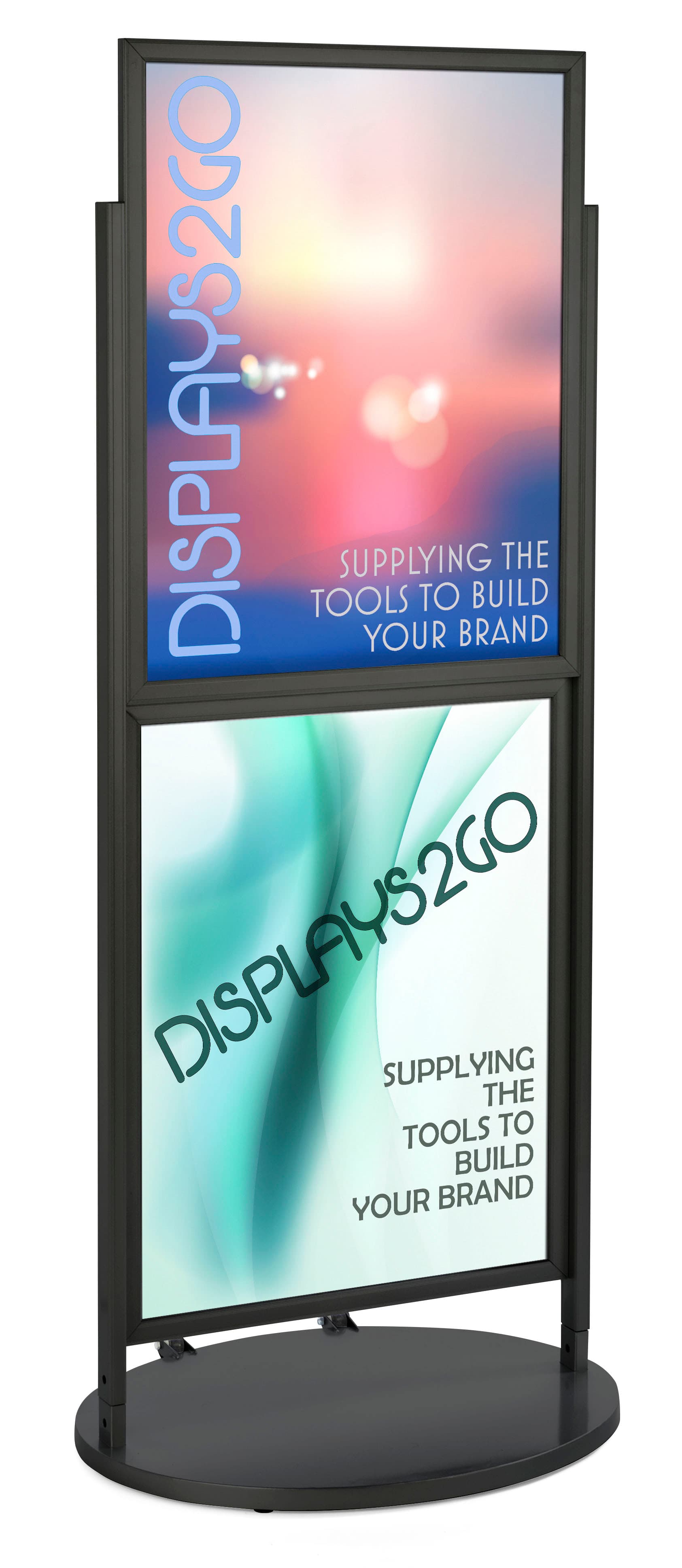 Black Dual 22 x 28 Mobile Poster Display, Wheeled