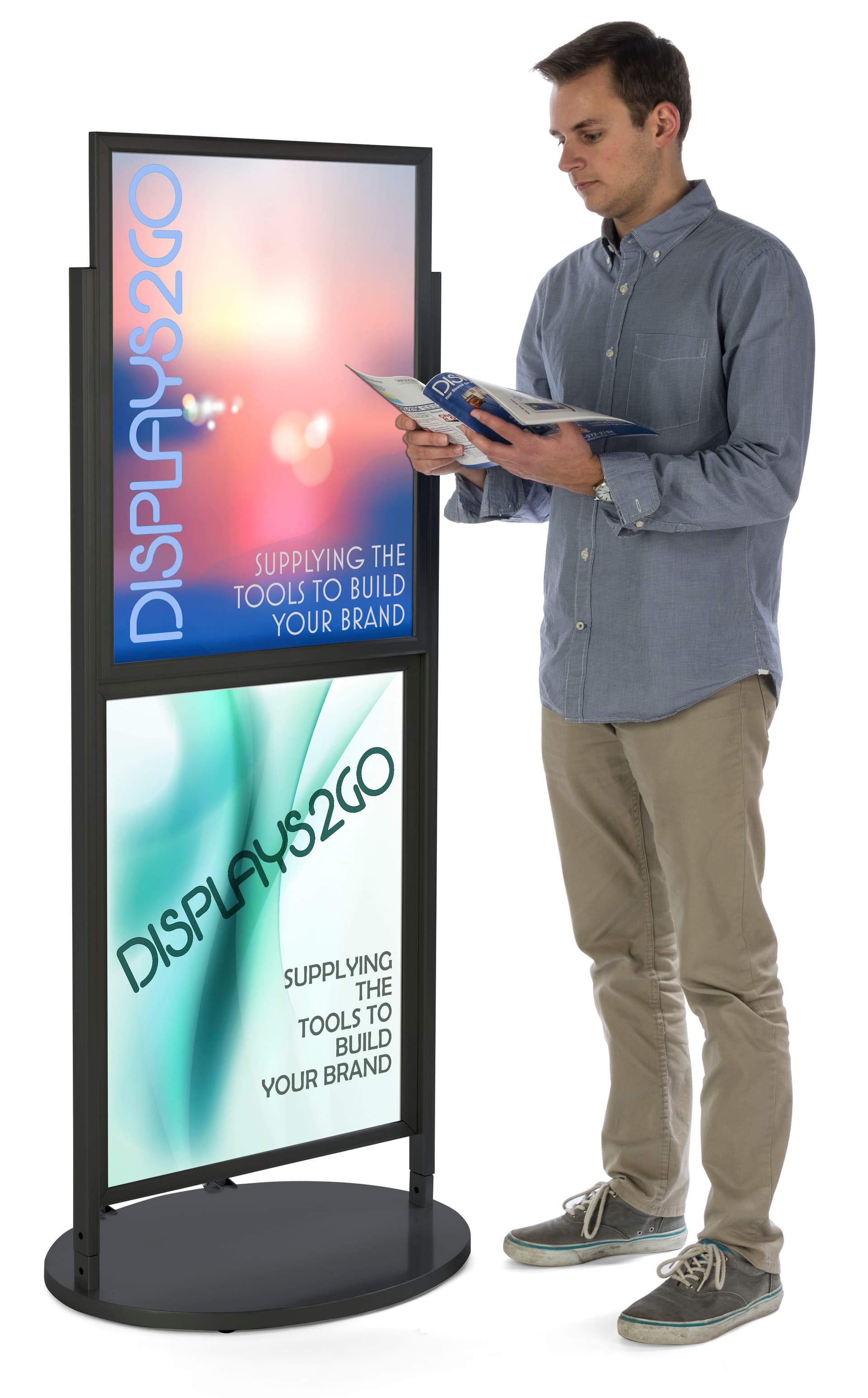 Black Dual 22 x 28 Mobile Poster Display with Powder Coat Finish