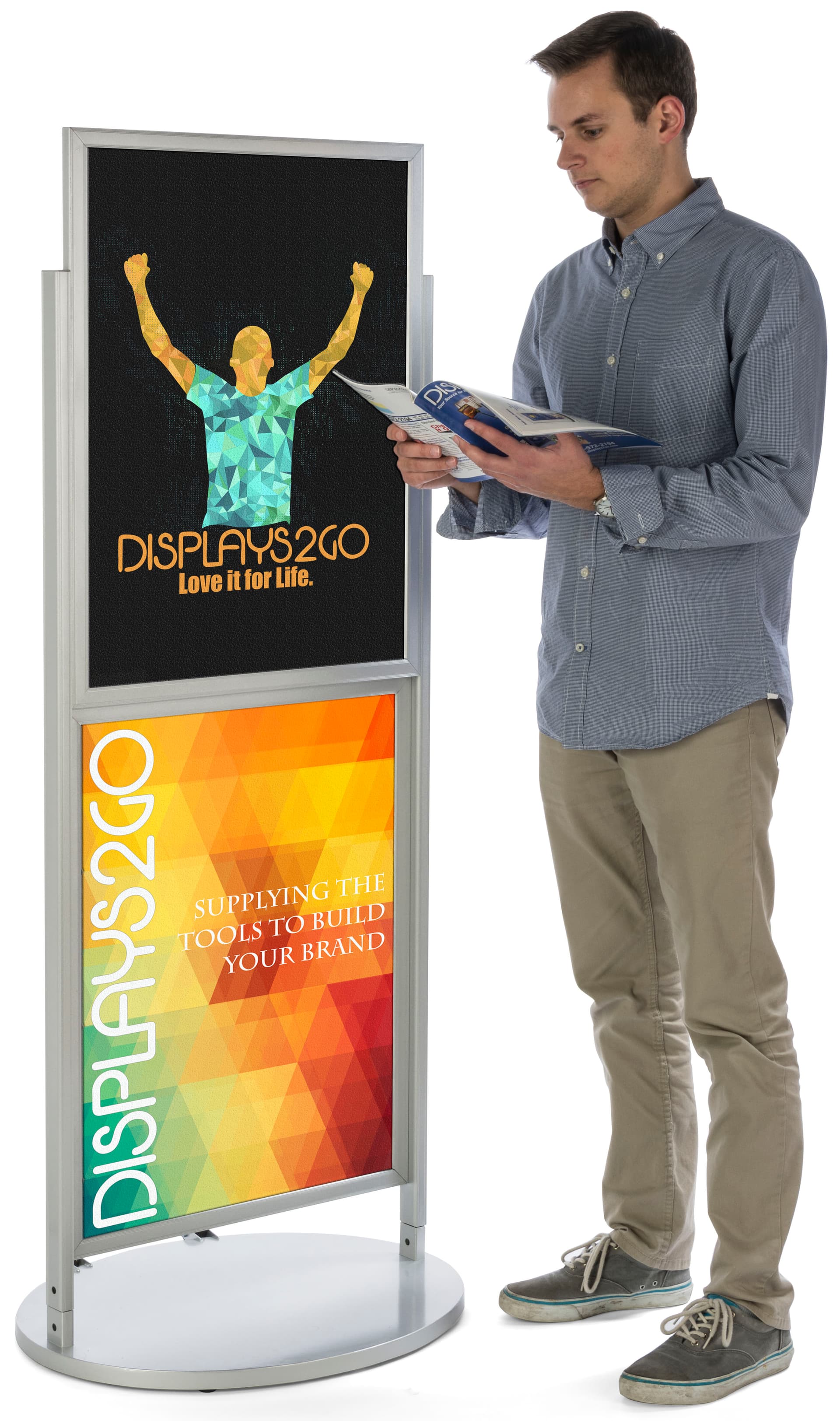 Silver Dual 22 x 28 Mobile Poster Display with Poster Inserts