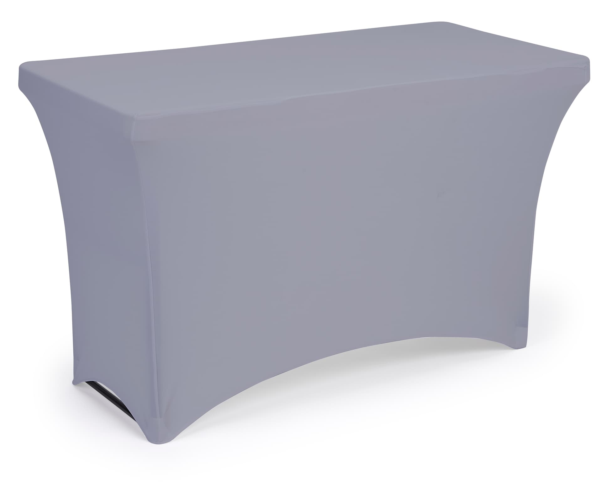 Gray stretch table cloth with dryer safe design