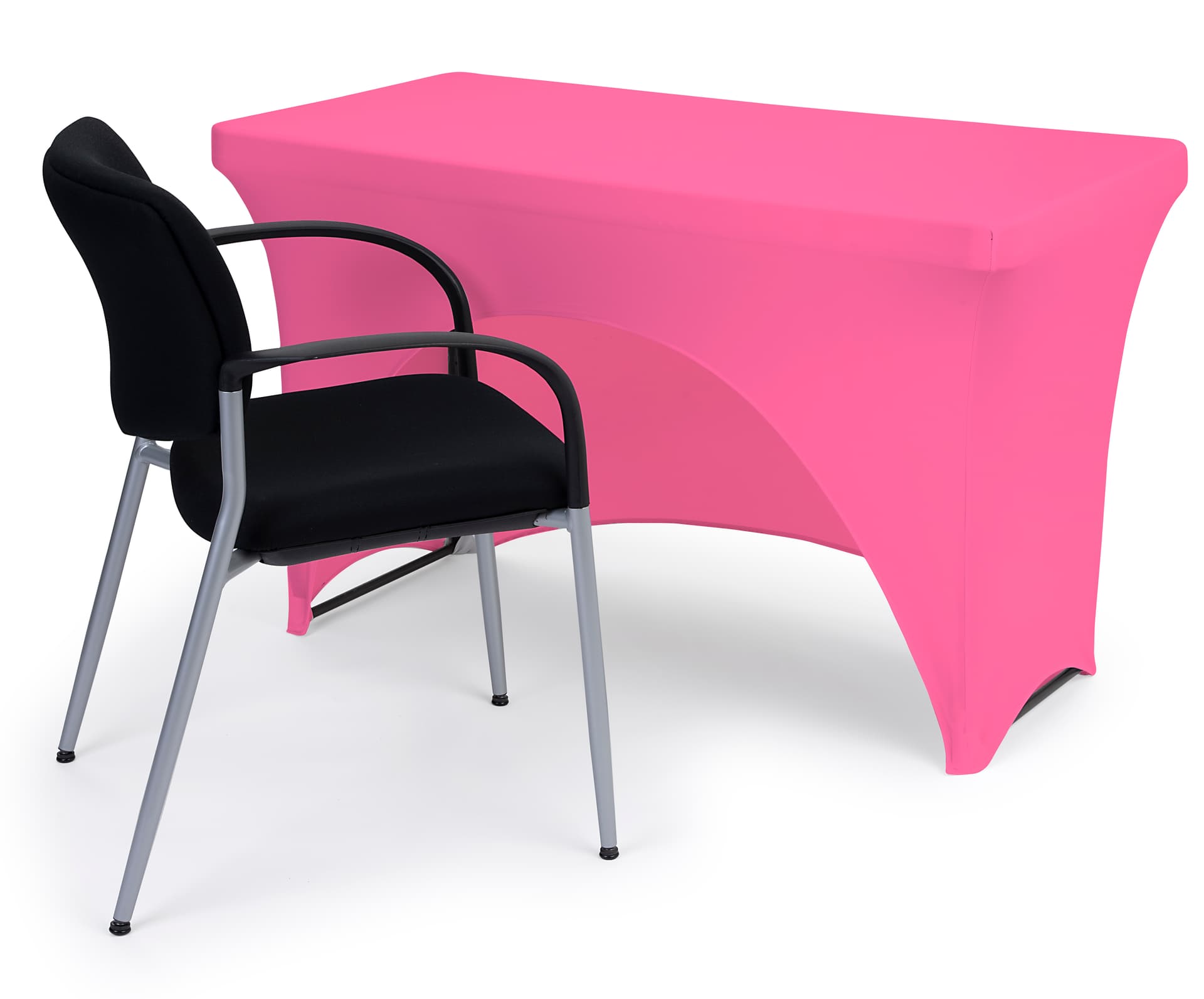 Pink stretch table cloth with fitted design