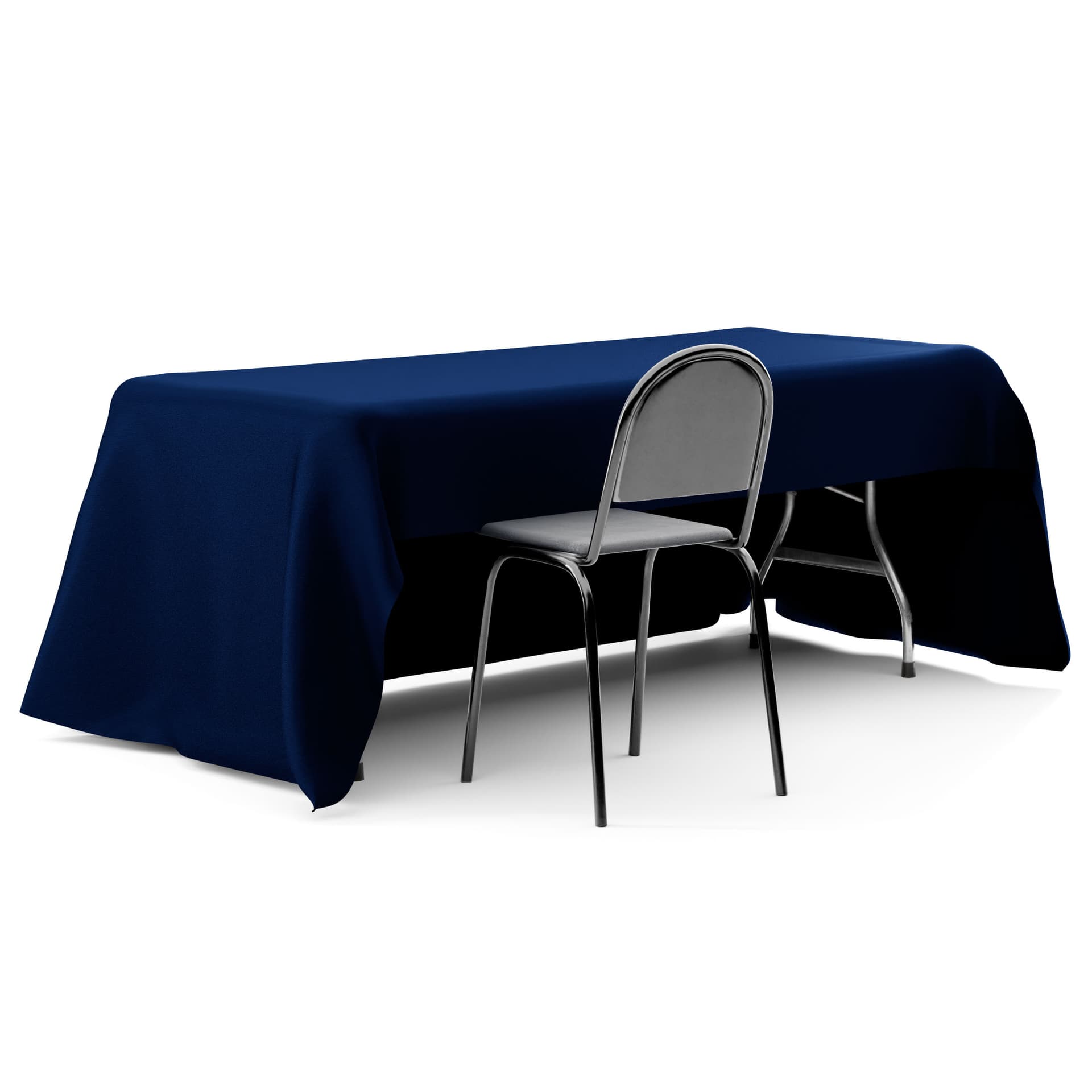 Custom rectangle table cover with open back access