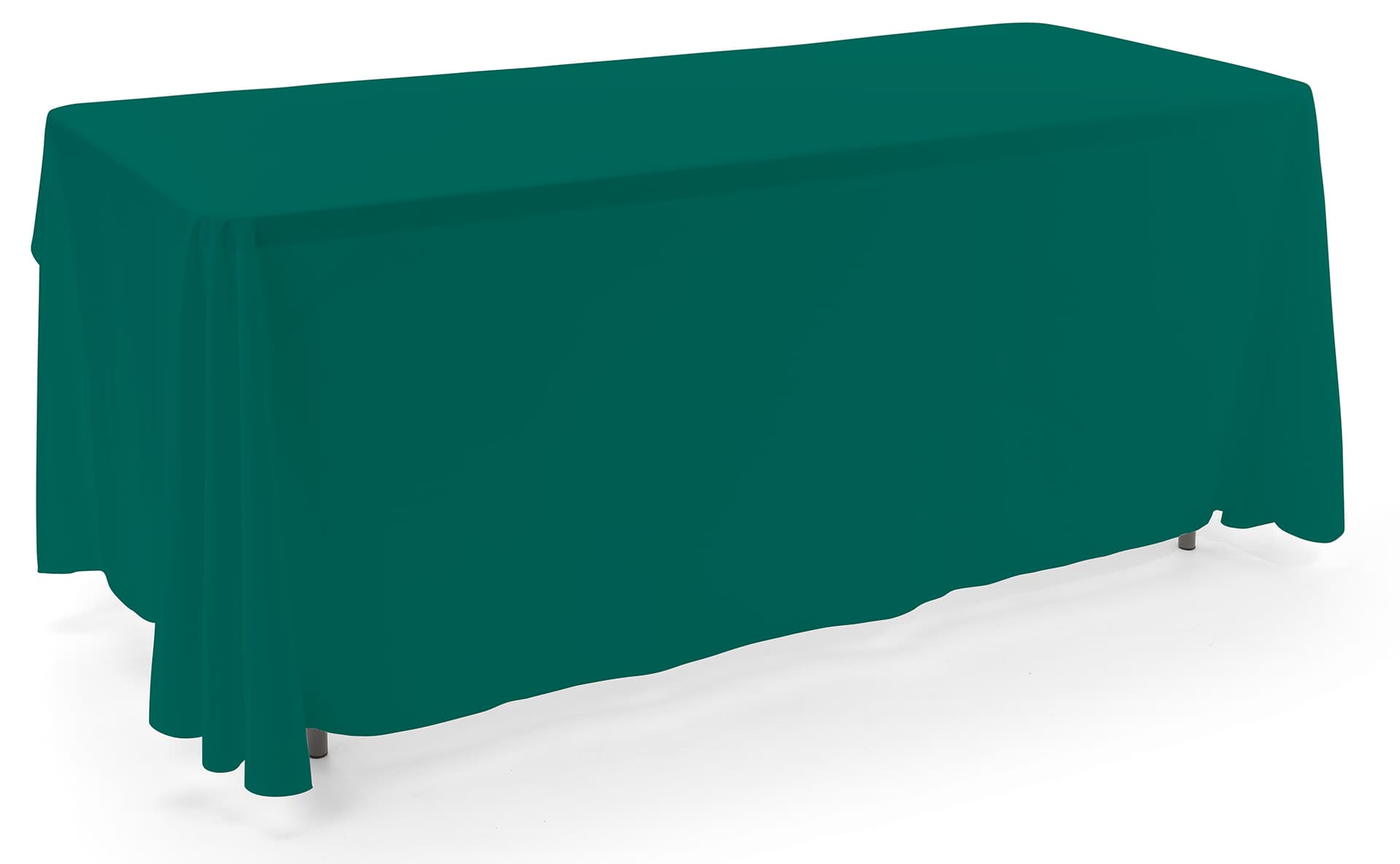 Green 3-sided event table cloth in machine washable fabric