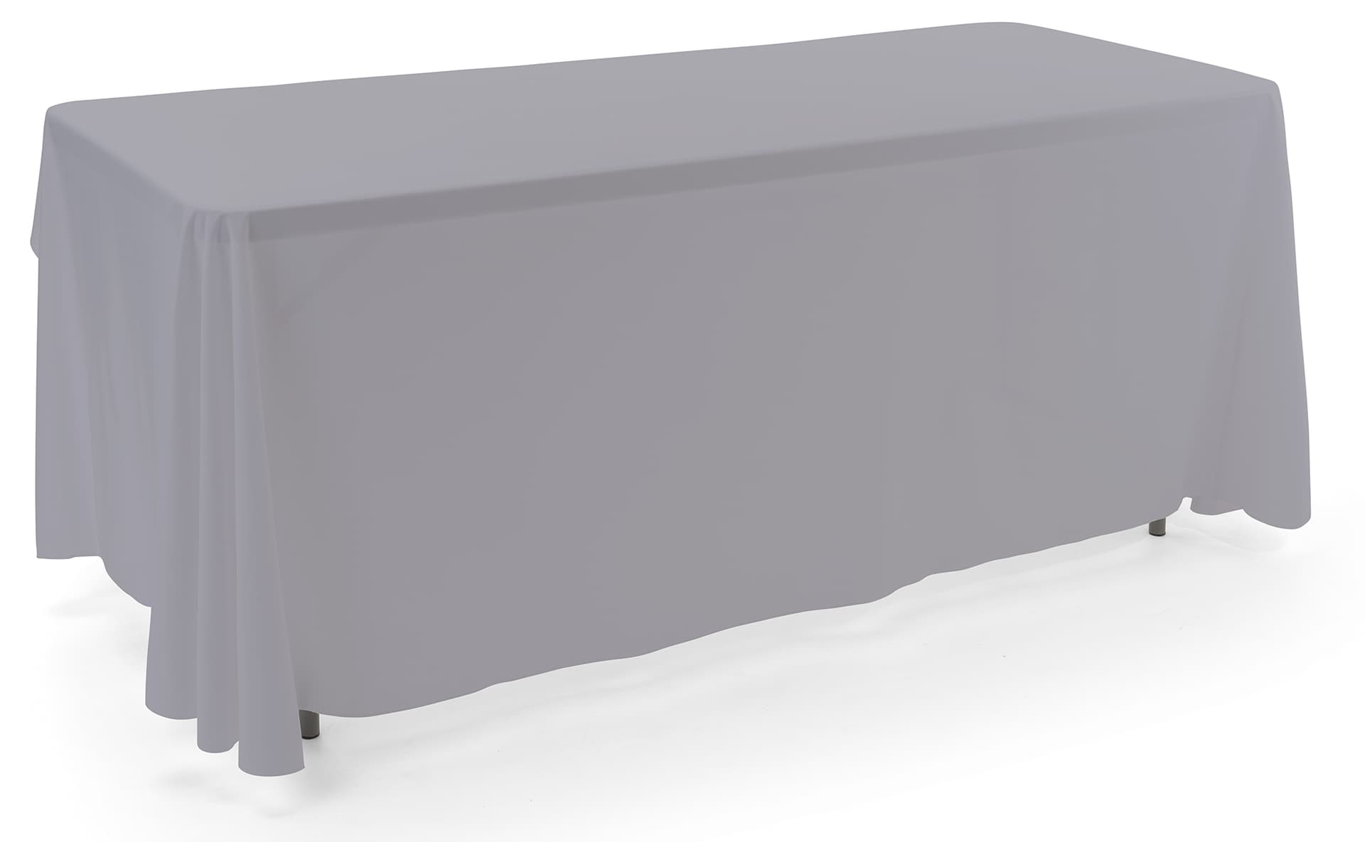 Grey 3-sided event table cloth in machine washable fabric