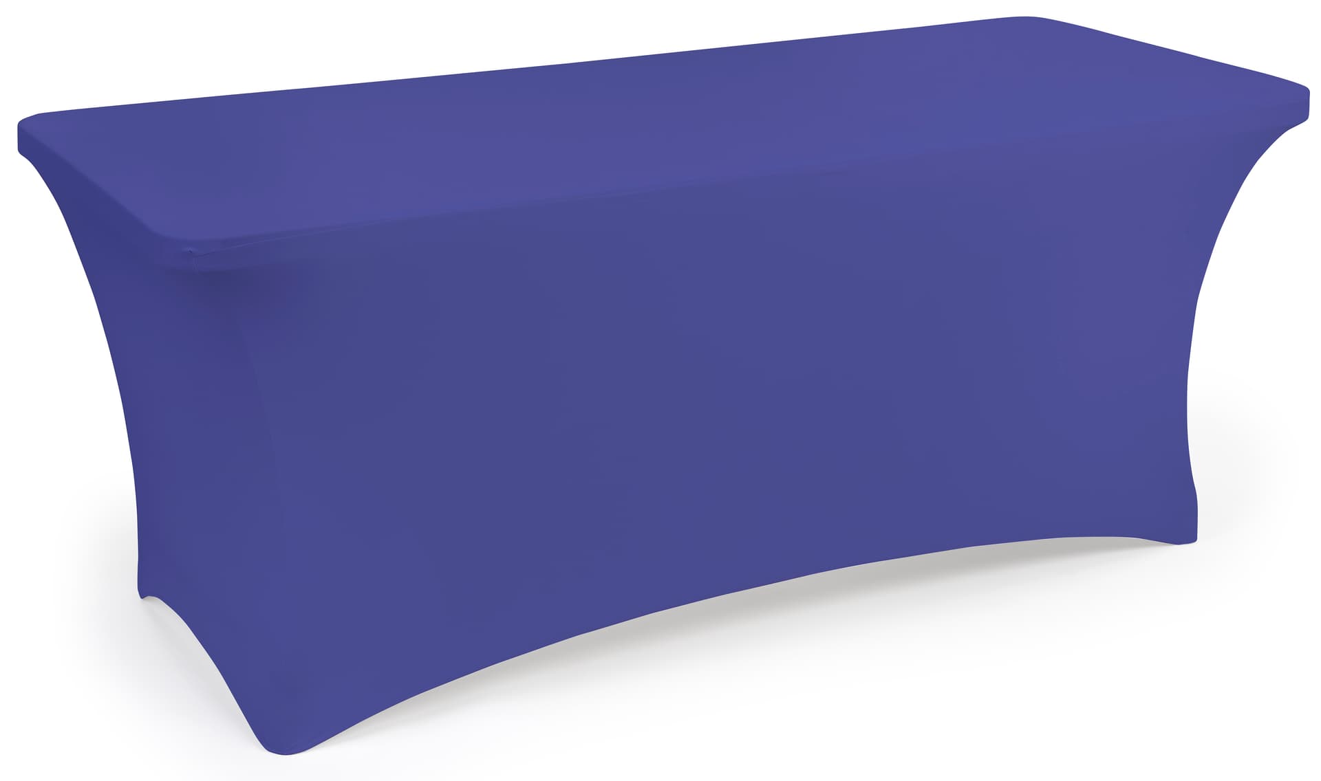 Royal blue stretch table cloth with flame retardant fabric