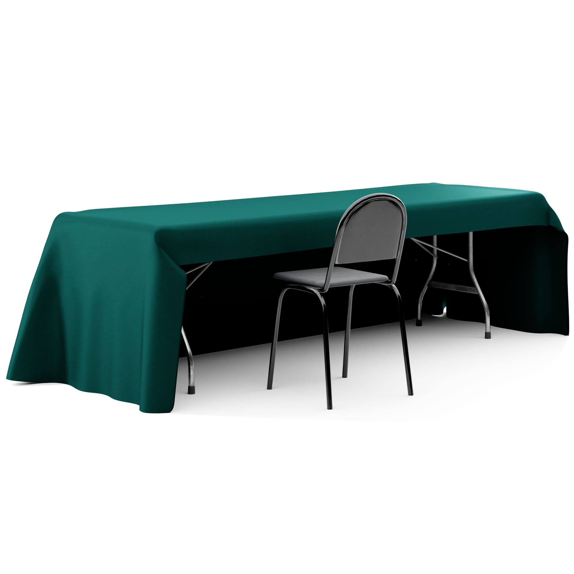 Custom rectangle table cover with open back access